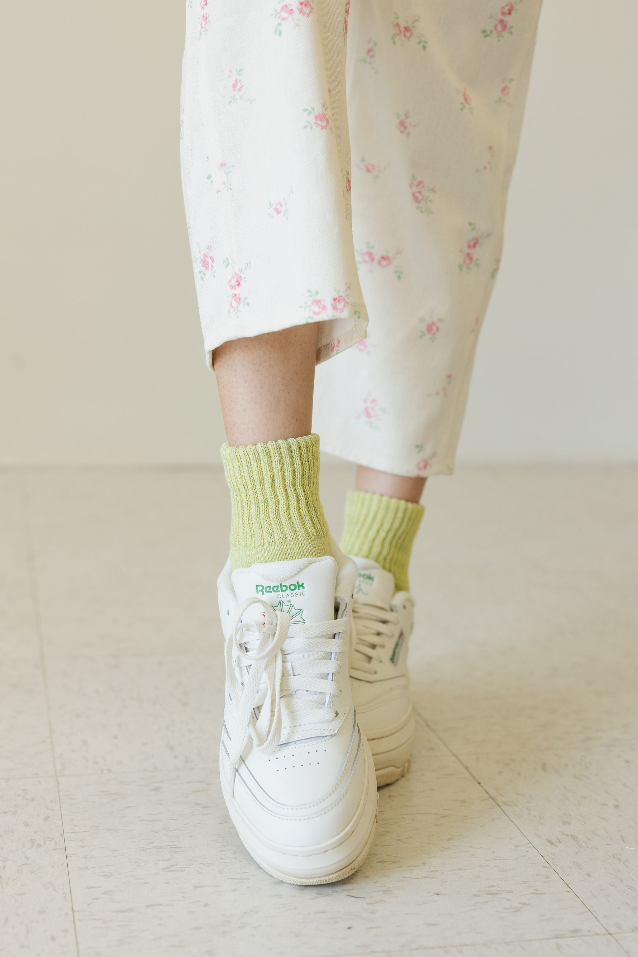 Green Ribbed Knit Socks