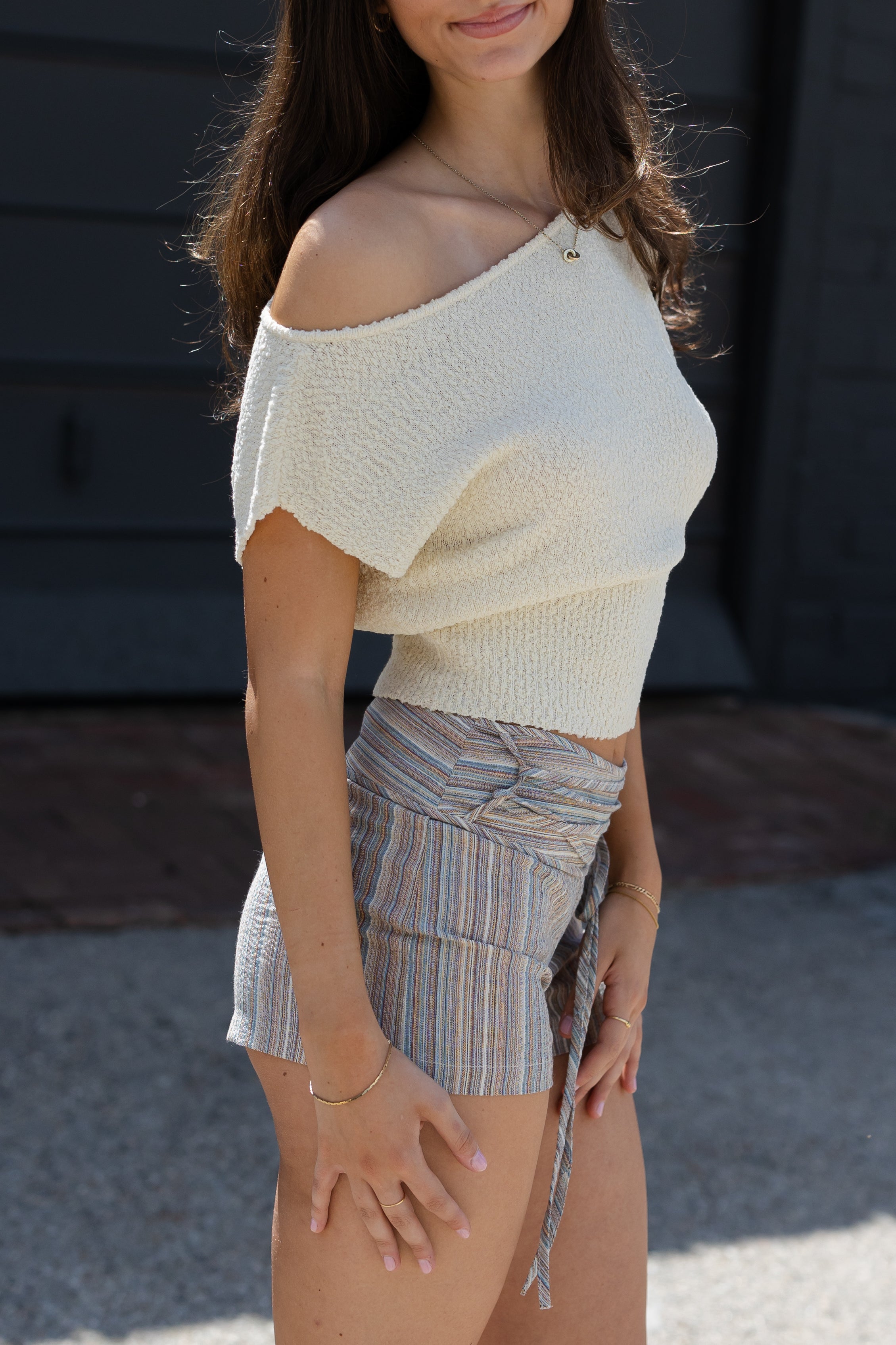 Off-The-Shoulder Bouclé Top