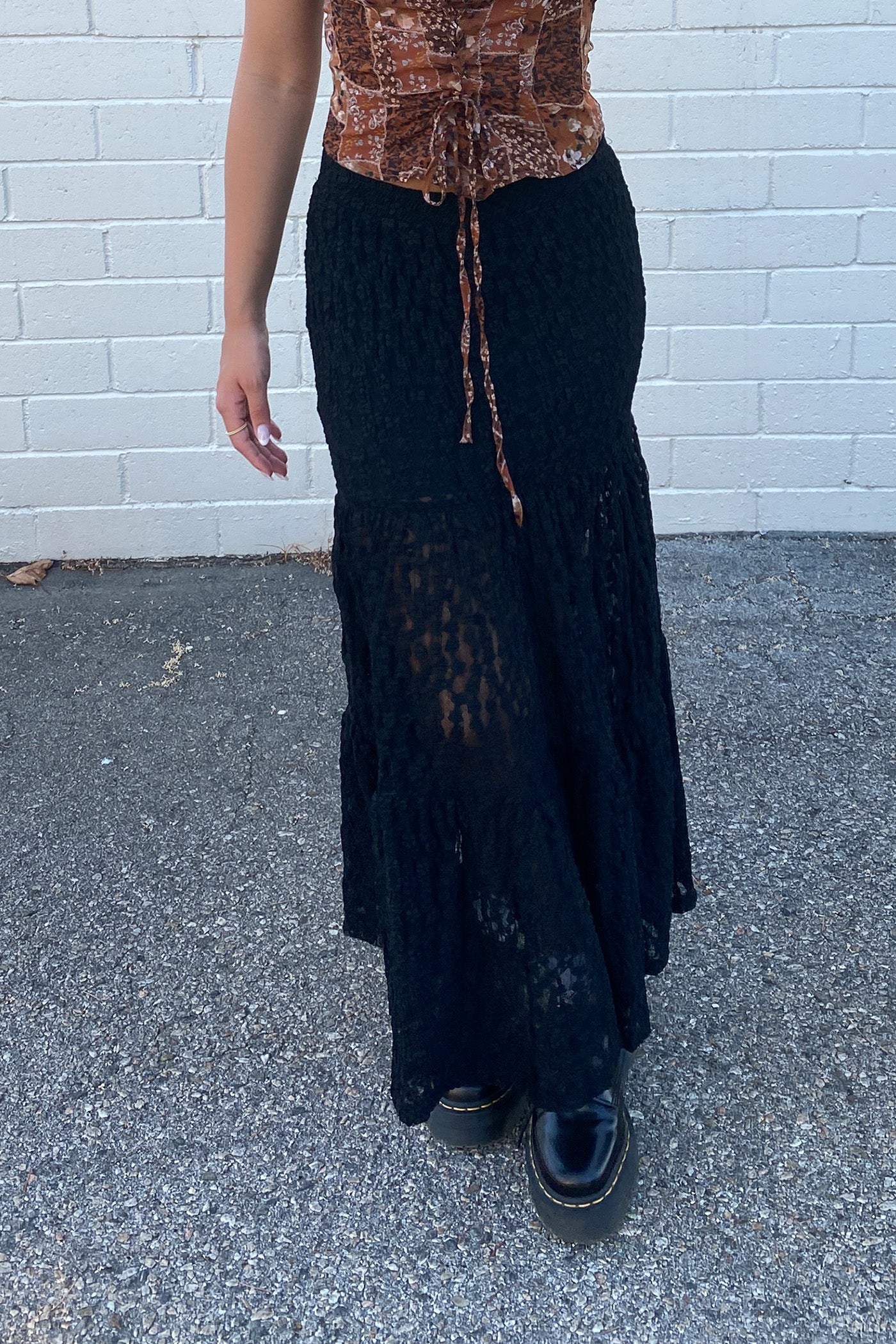 Floral Embroidered Lace Maxi Skirt