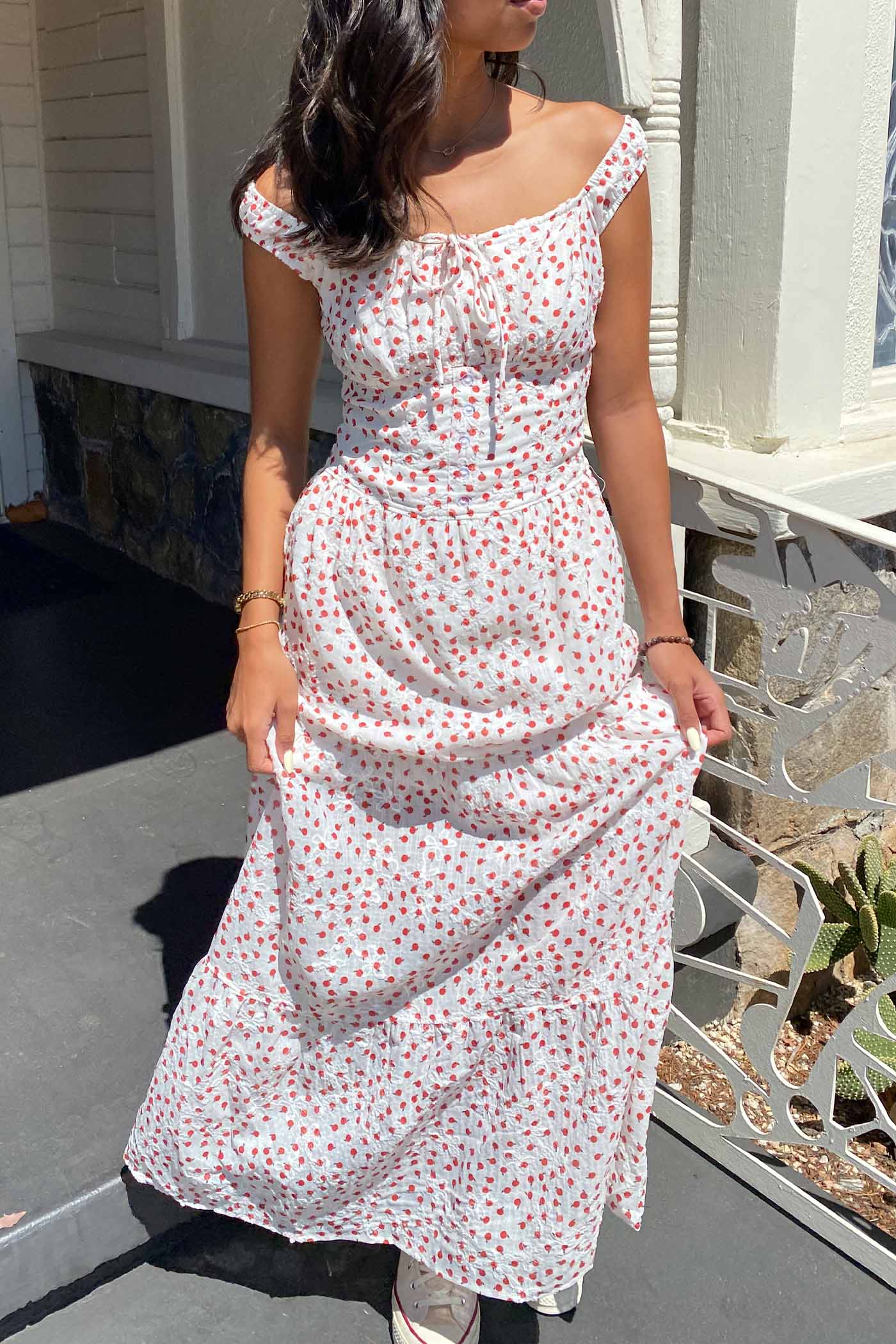 Apple Print Maxi Dress