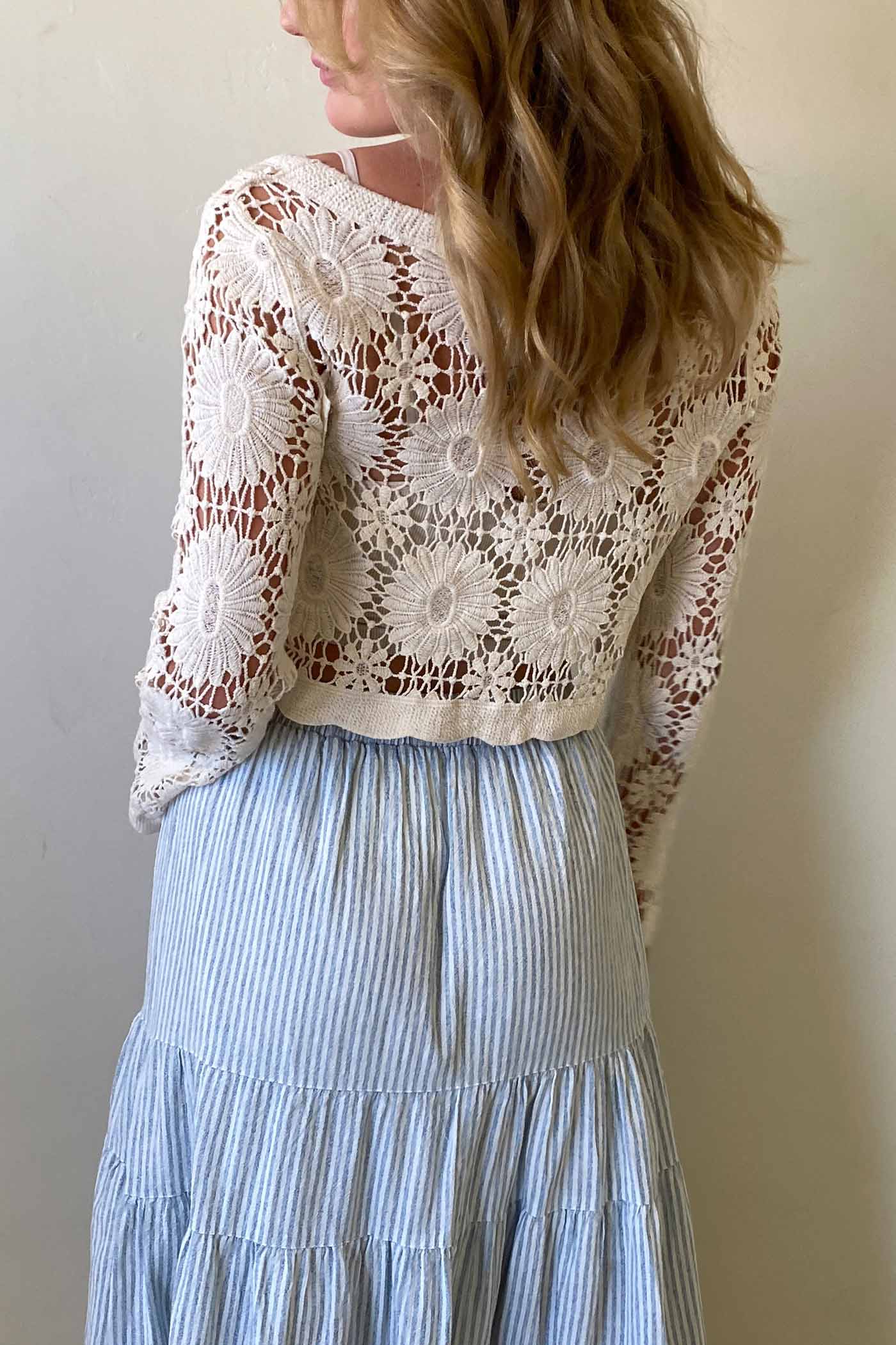 Floral Front Tie Sweater