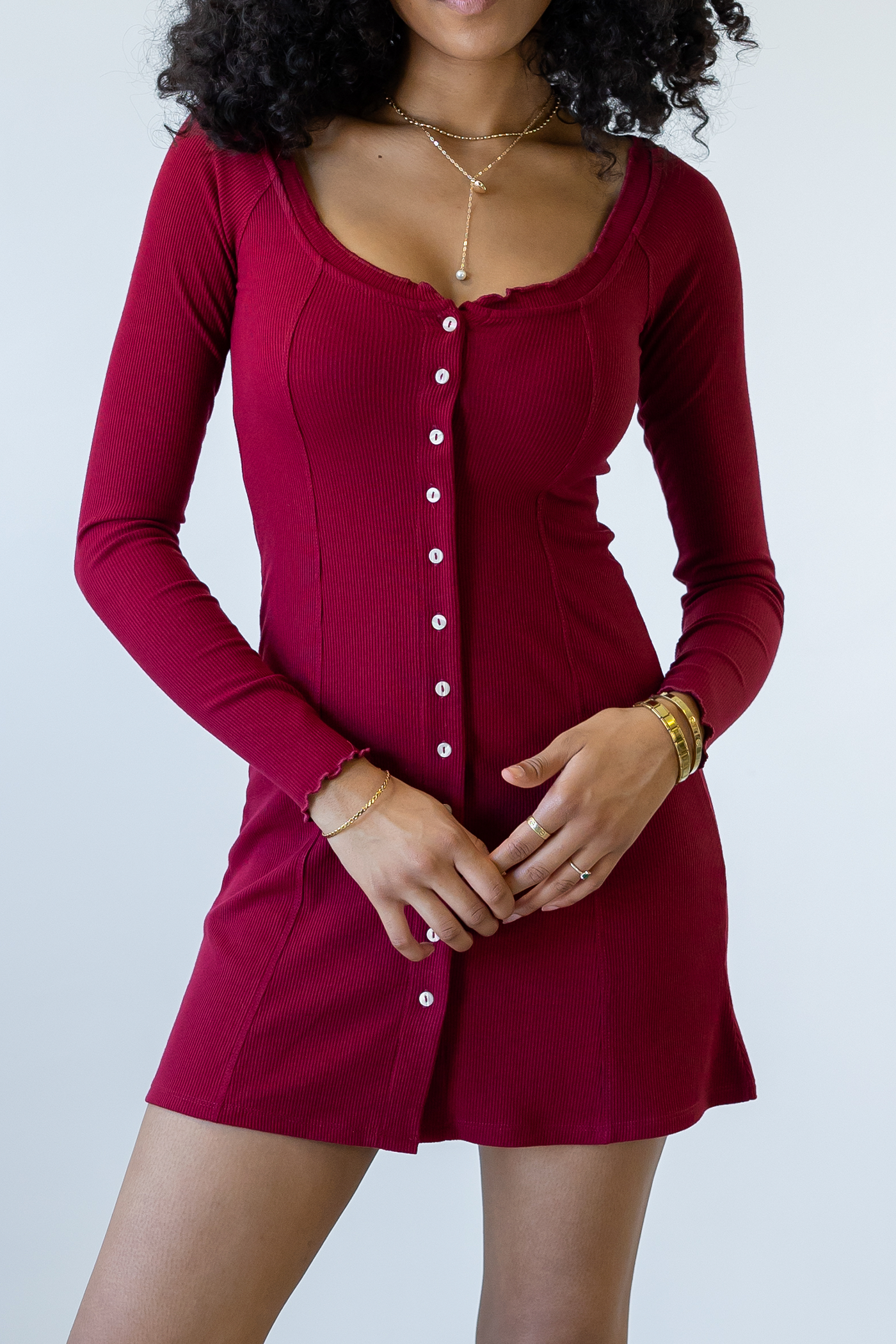 Button Up Long Sleeve Dress