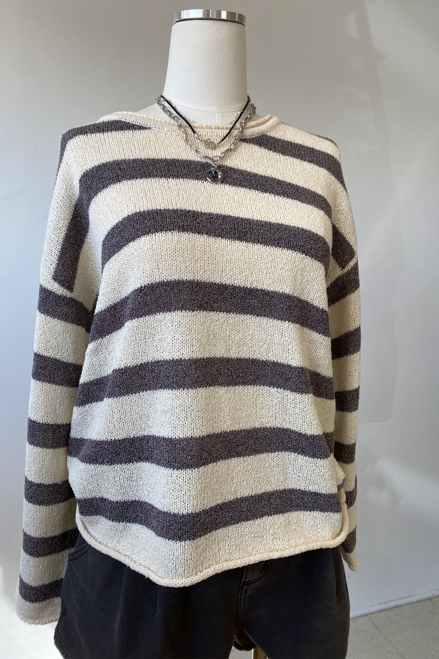 Striped Knit Sweater by For Good