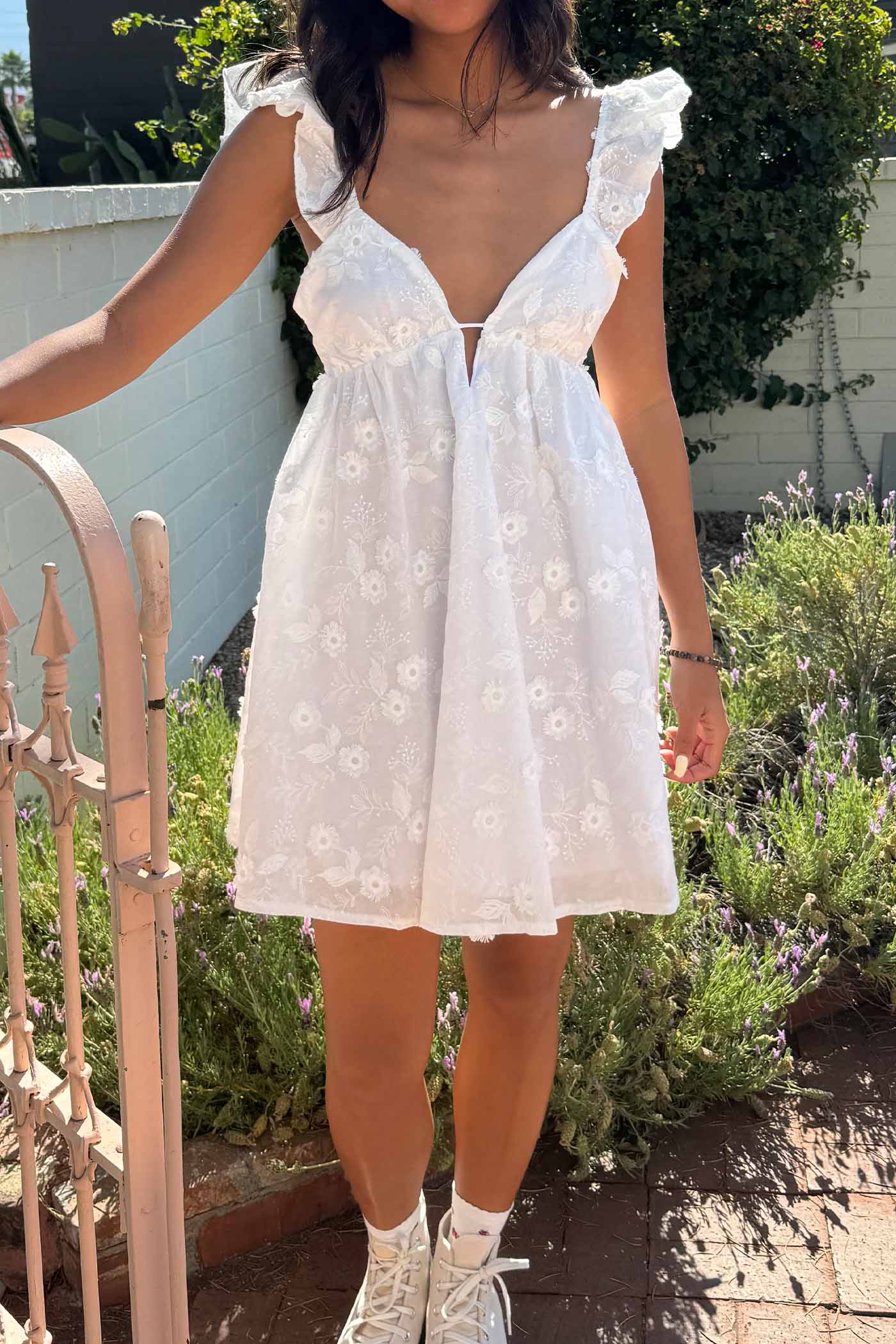 Floral Embroidered Mini Dress