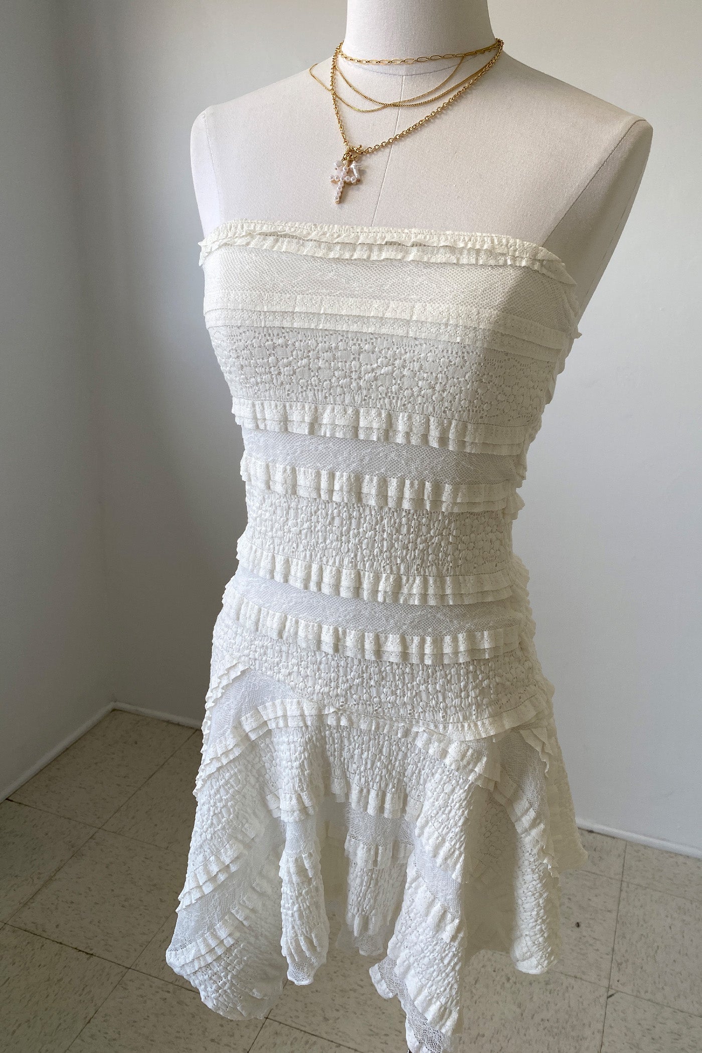 Stretch Lace Mini Strapless Dress