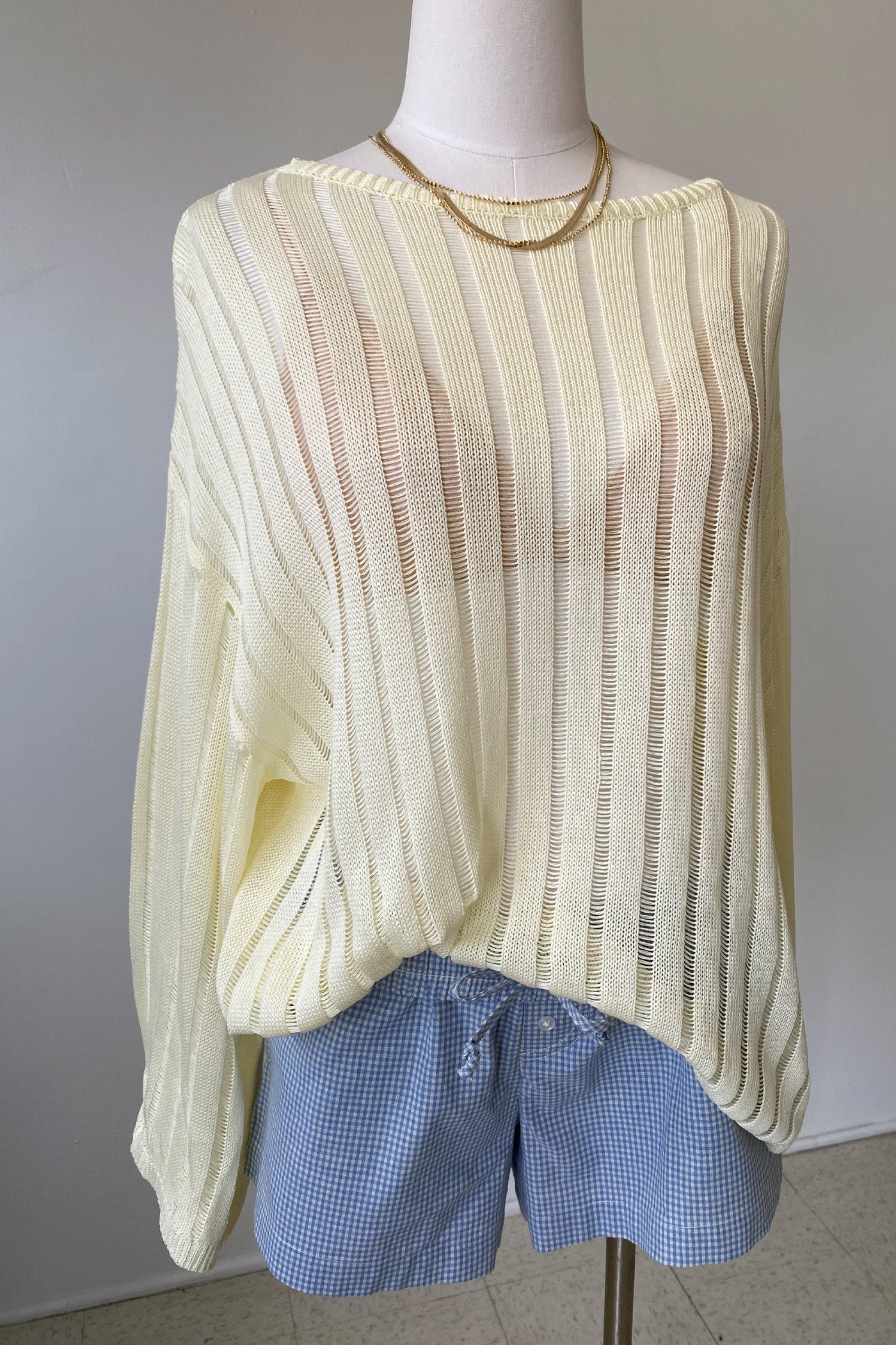 Ladder Knit Long Sleeve Top