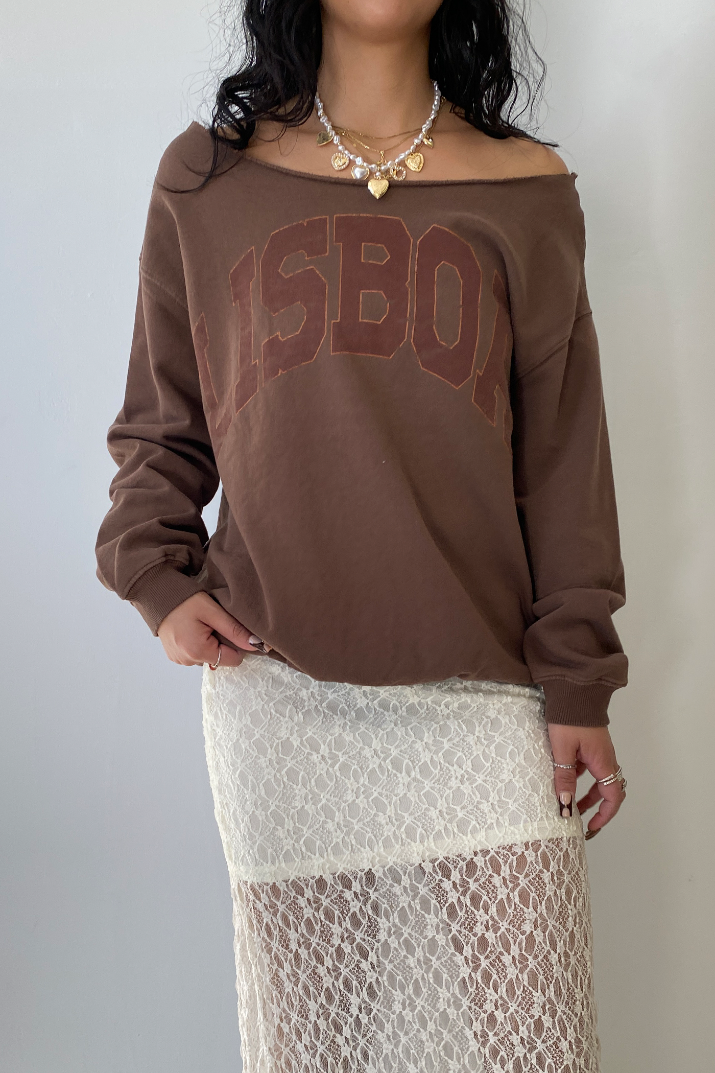 Lisboah Off Shoulder Sweatshirt by BDG