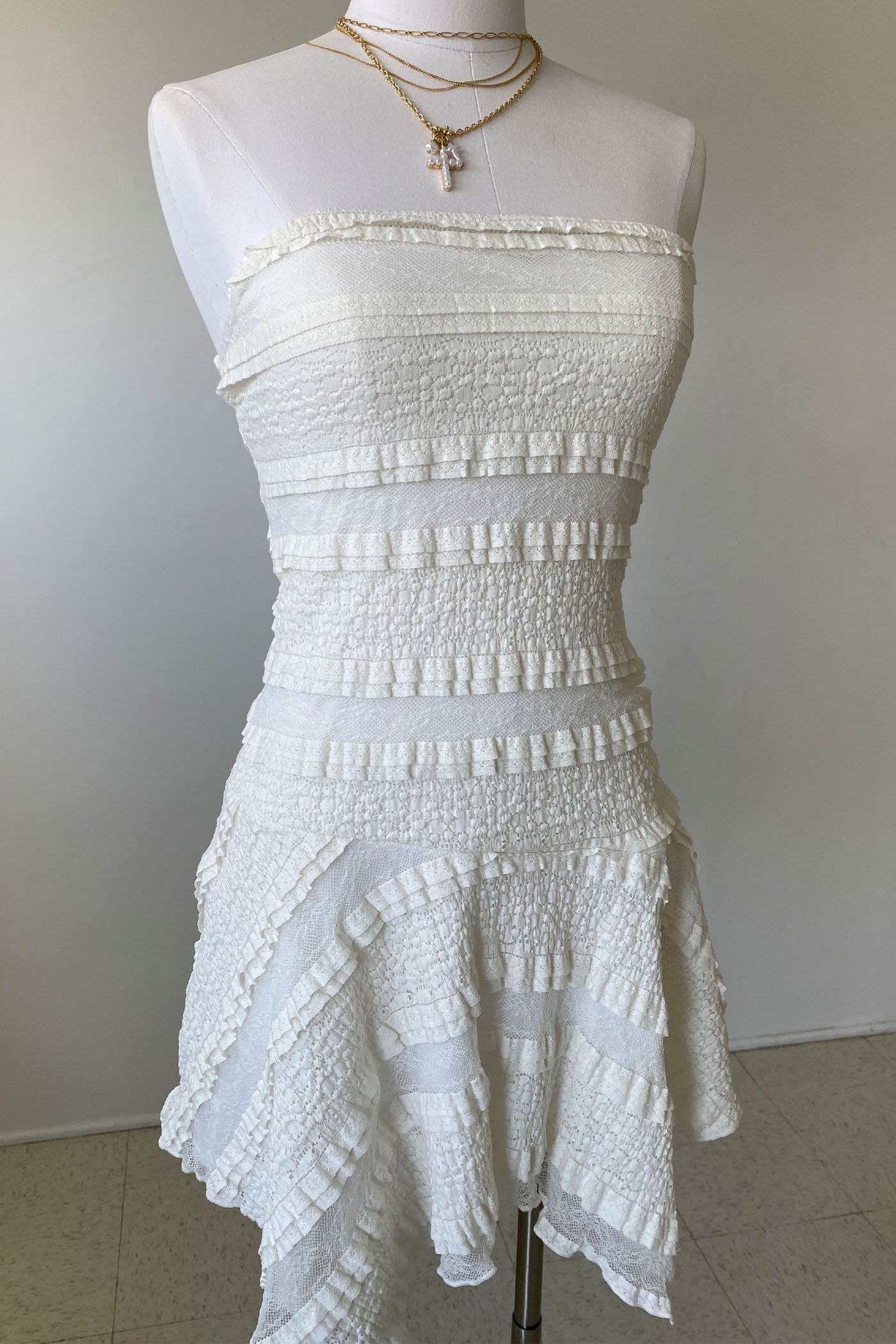 Stretch Lace Mini Strapless Dress