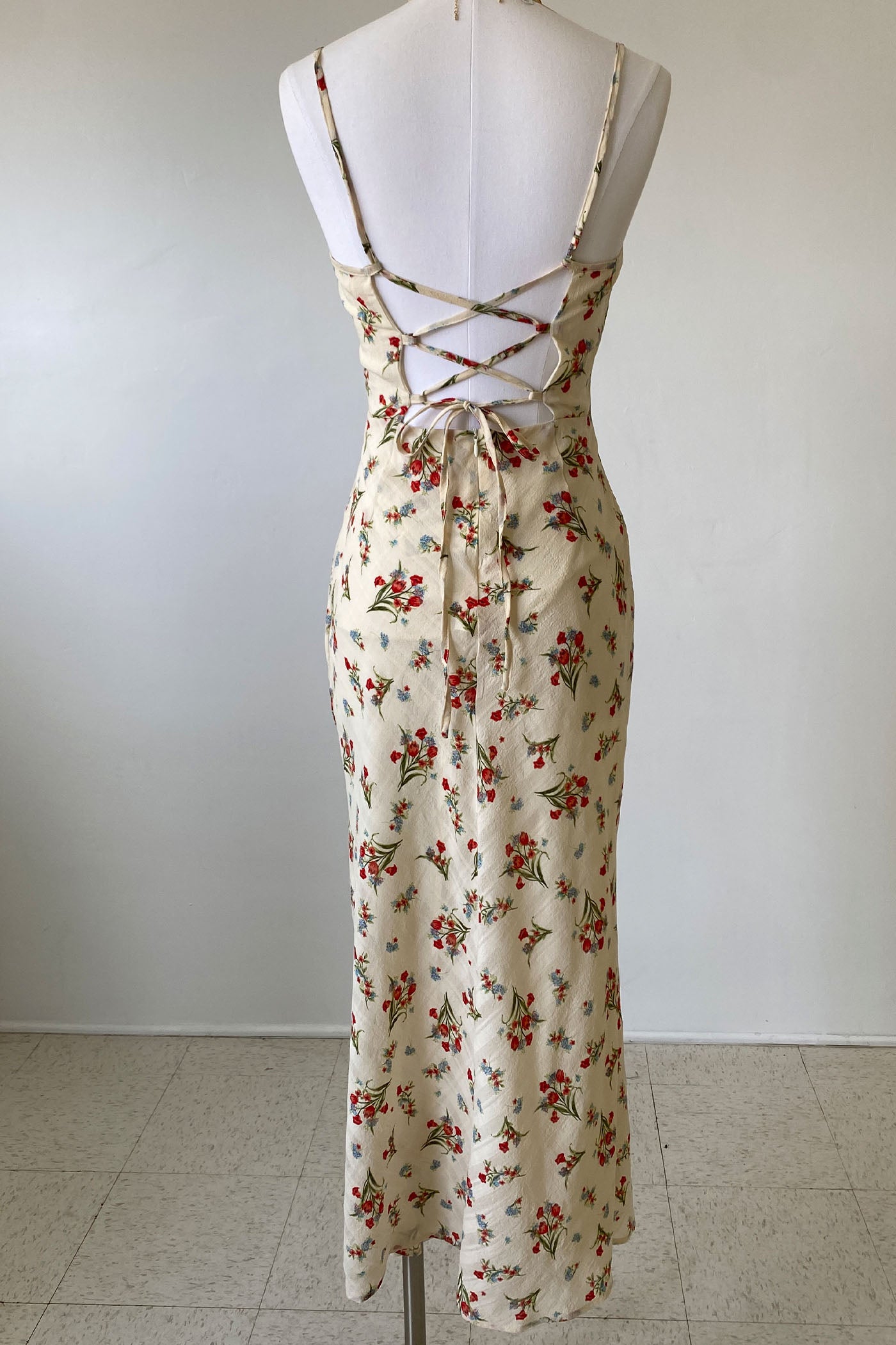 Open Back Floral Maxi Dress