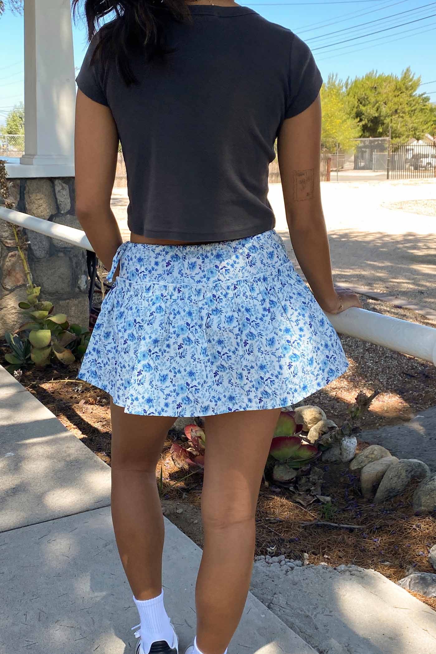 Floral Asymmetrical Mini Skort