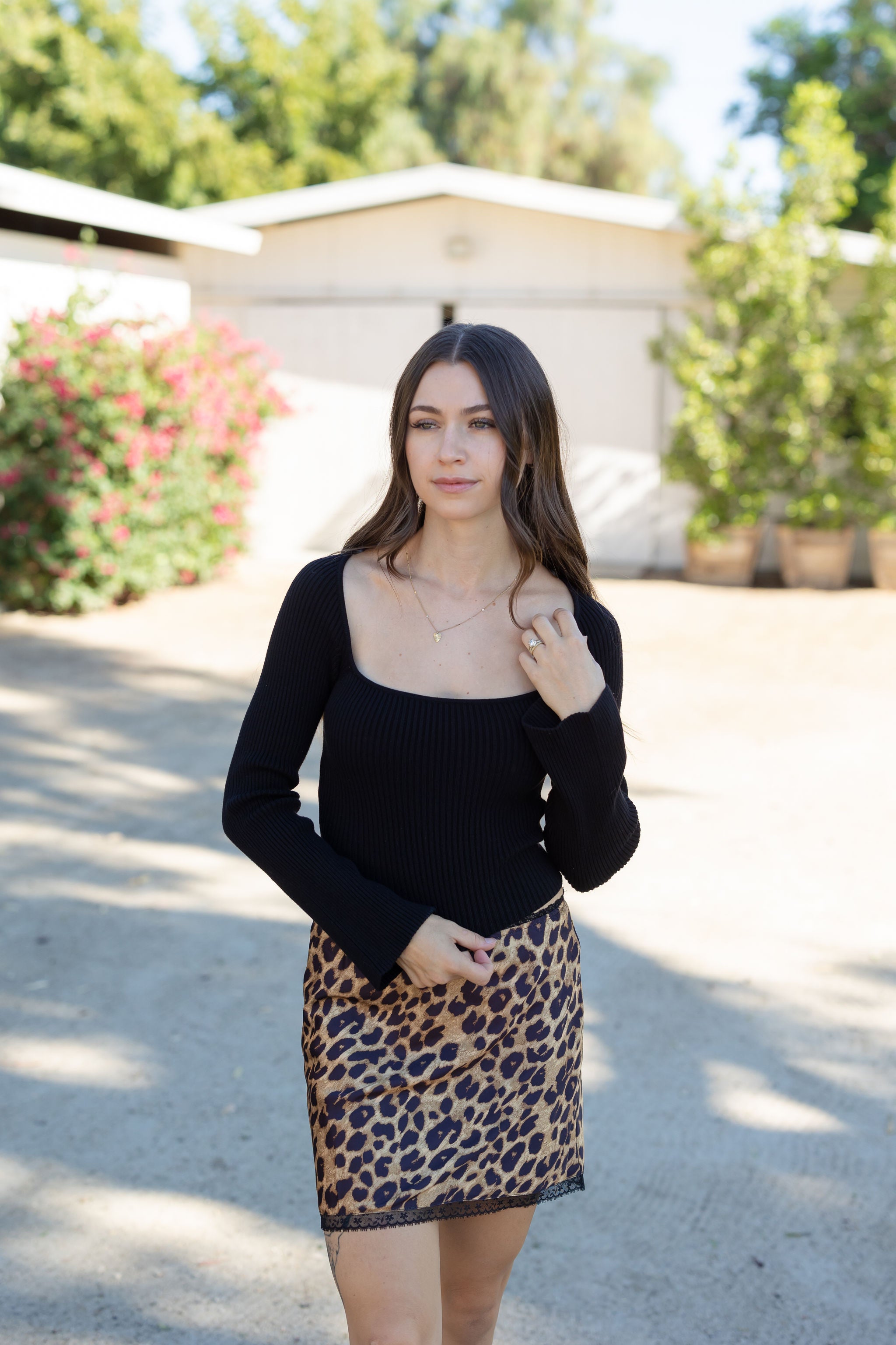 Leopard Print Satin Mini Skirt