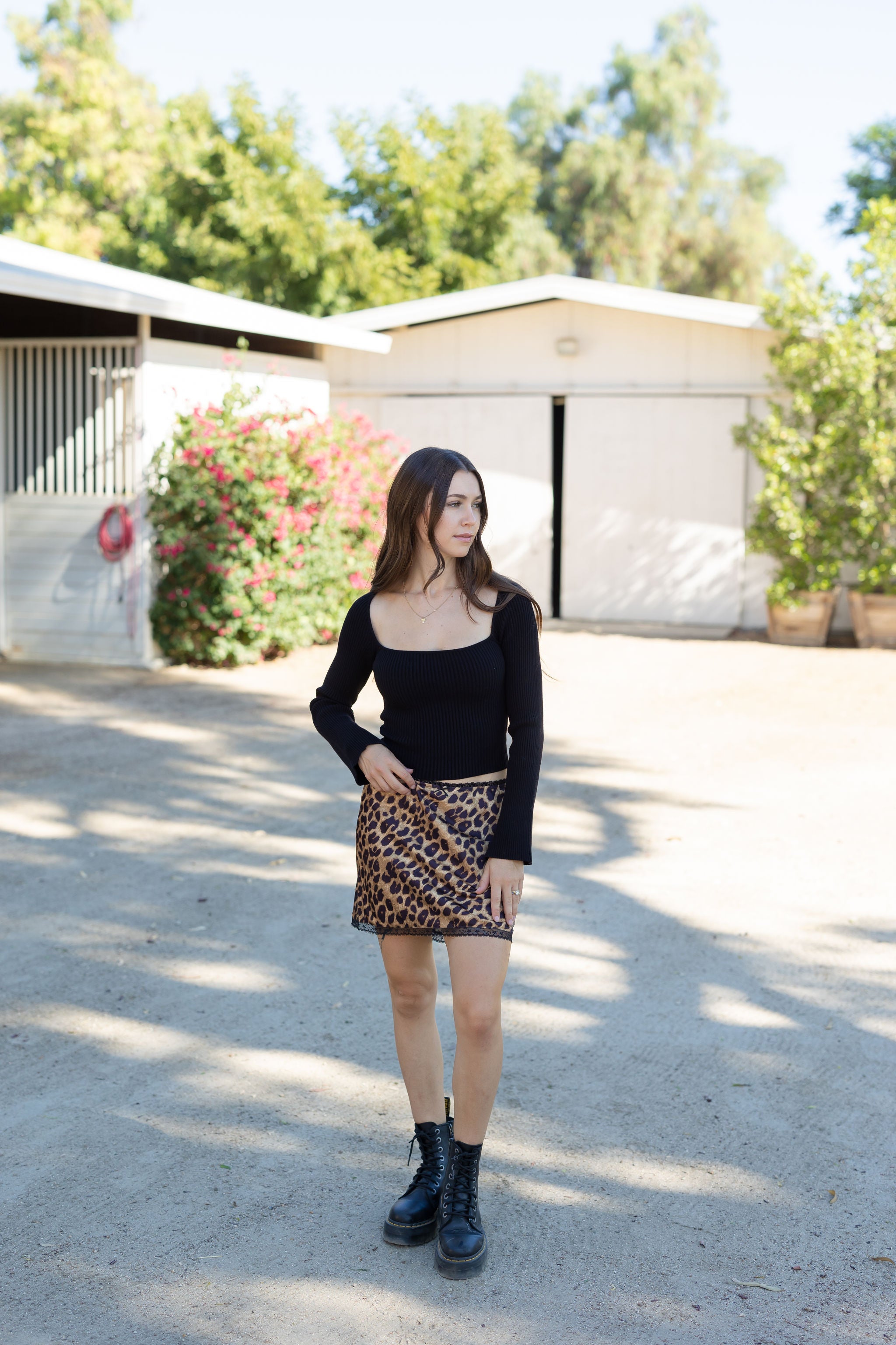 Leopard Print Satin Mini Skirt