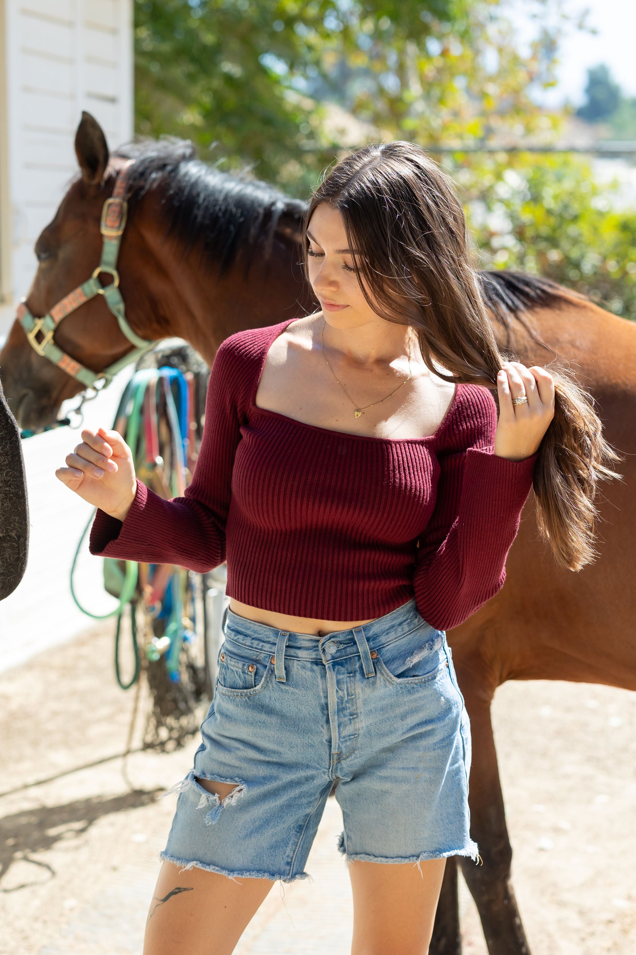 Ribbed Knit Long Sleeve Top