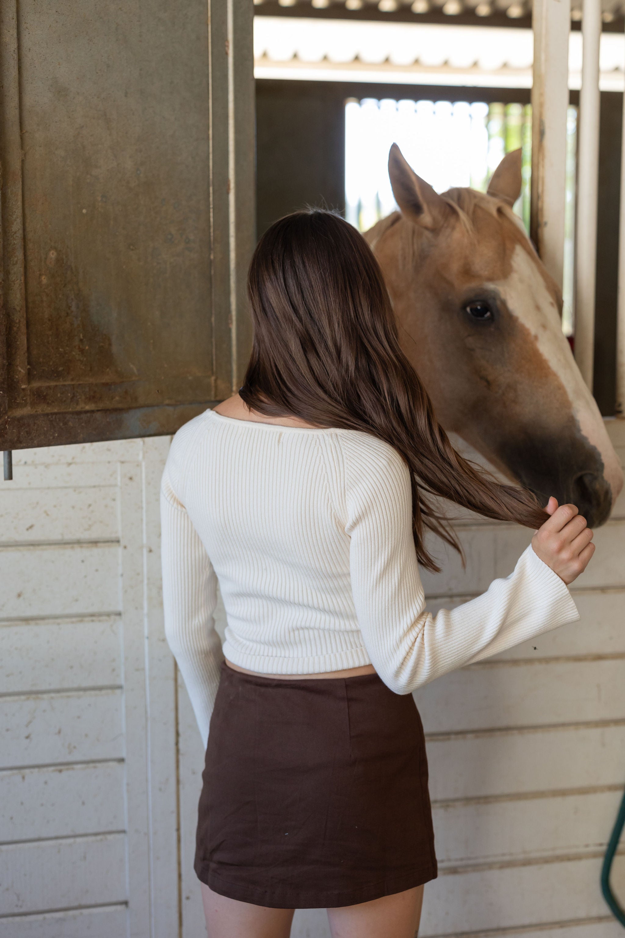 Ribbed Knit Long Sleeve Top