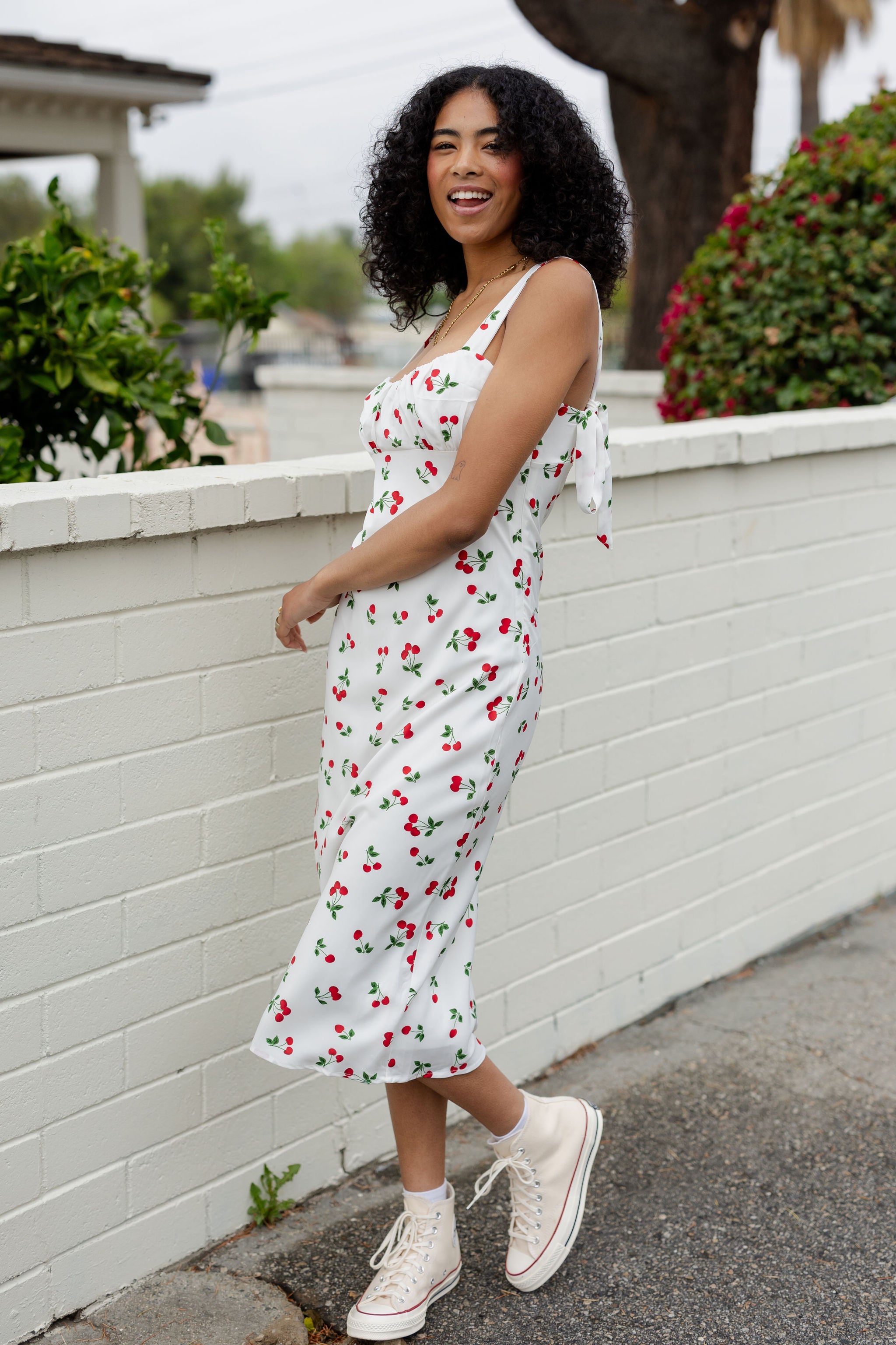 Cherry Printed Midi Dress