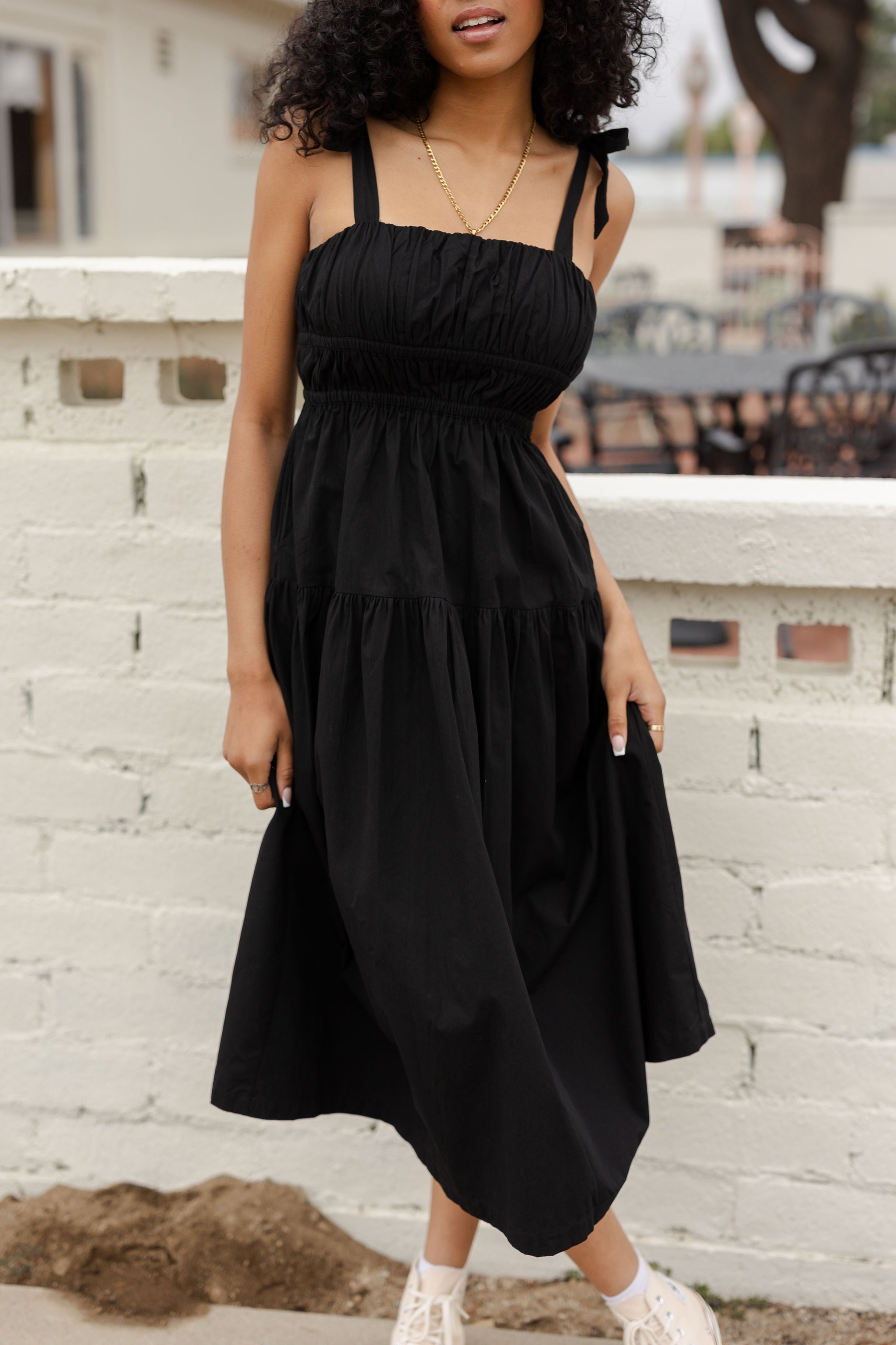 Black Tied Cami Midi Dress