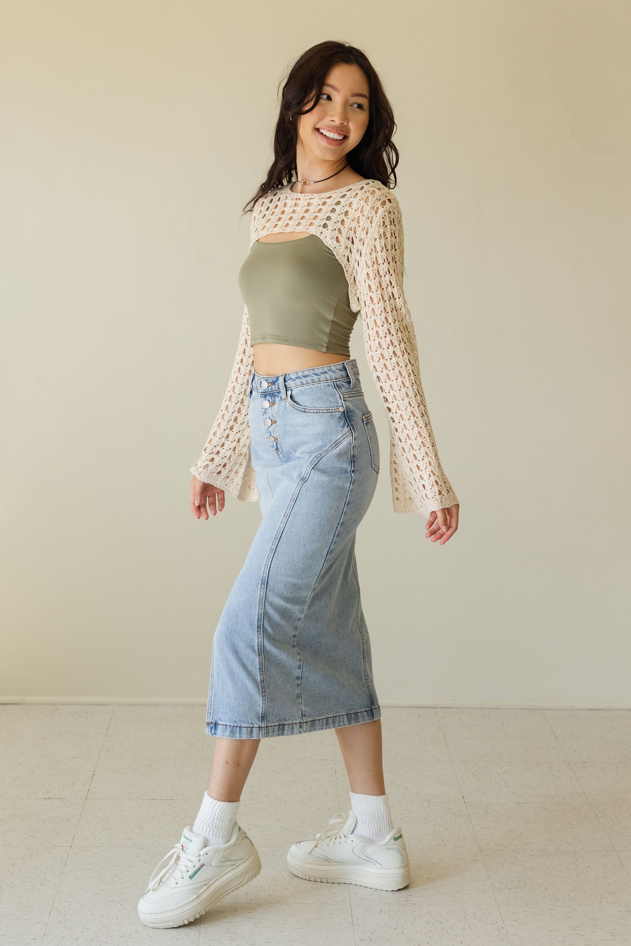 The Escape Denim Midi Skirt