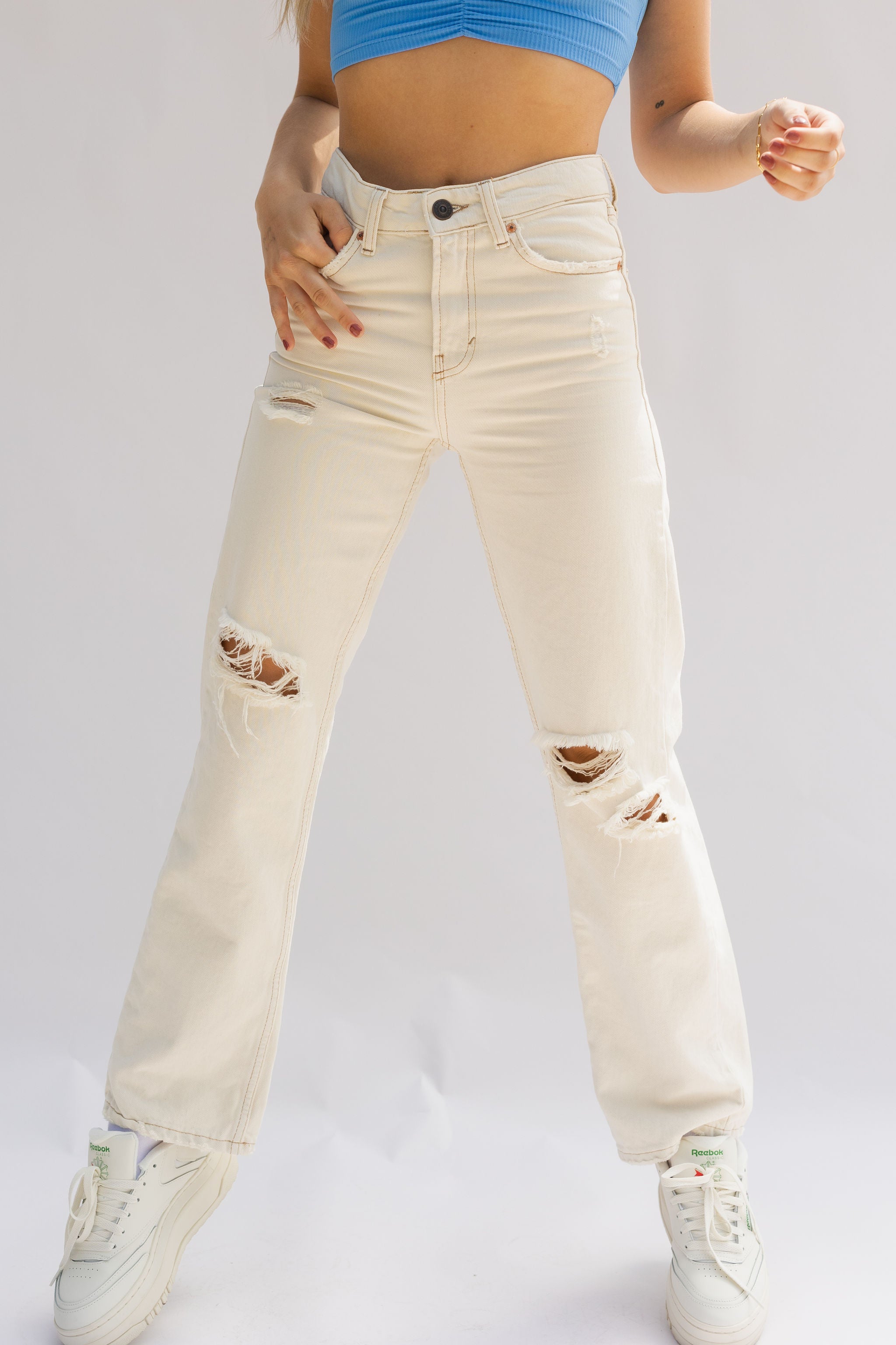 Authentic Ecru Straight Leg Jeans by BDG