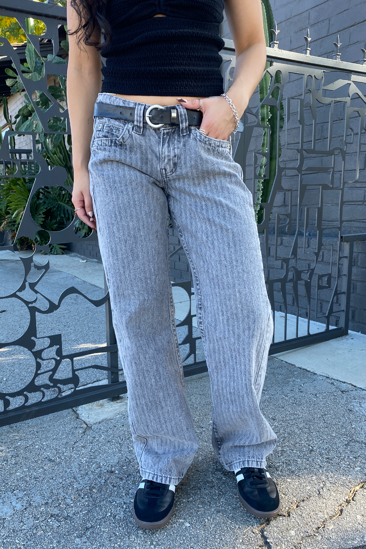 Kayla Grey Stripe Jeans by BDG