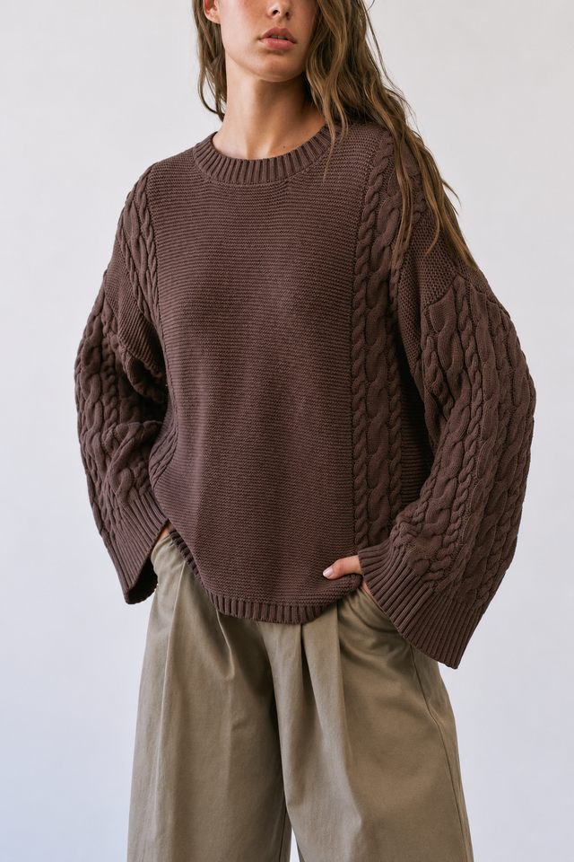 Cable Knit Sleeve Sweater