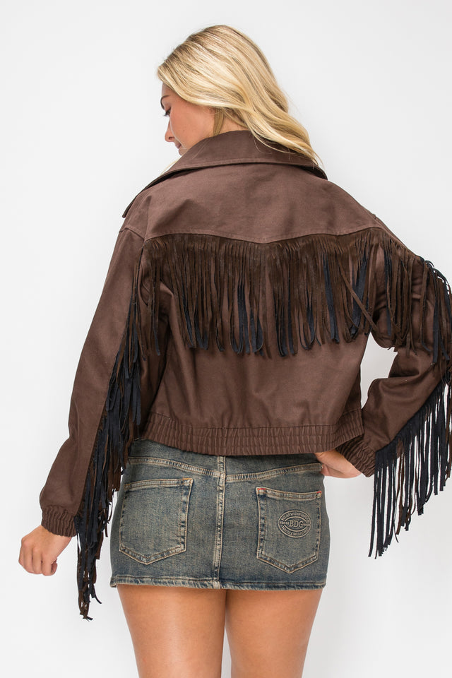 Fringe Canvas Sleeve Jacket