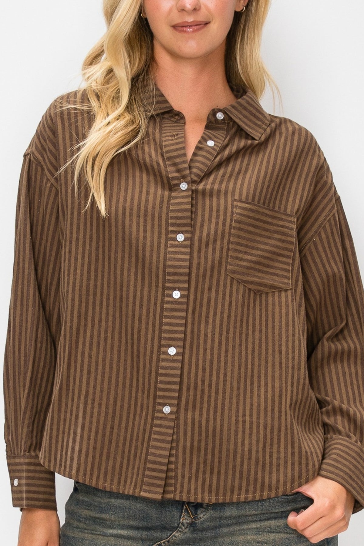 Pinstripe Button-Up Shirt