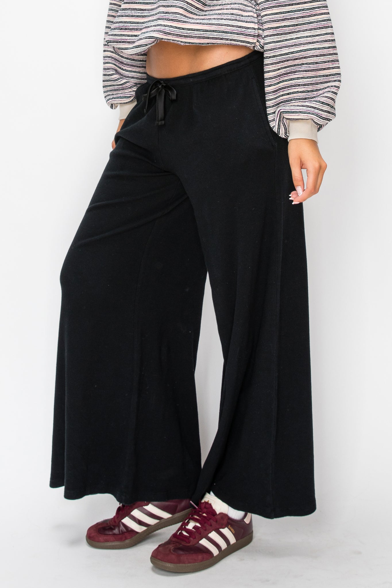 Ribbed Super Wide Leg Pants