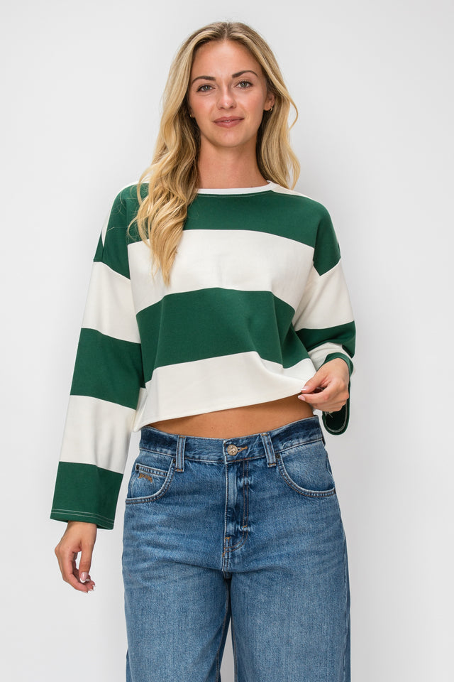 Striped Cropped Long Sleeve Top