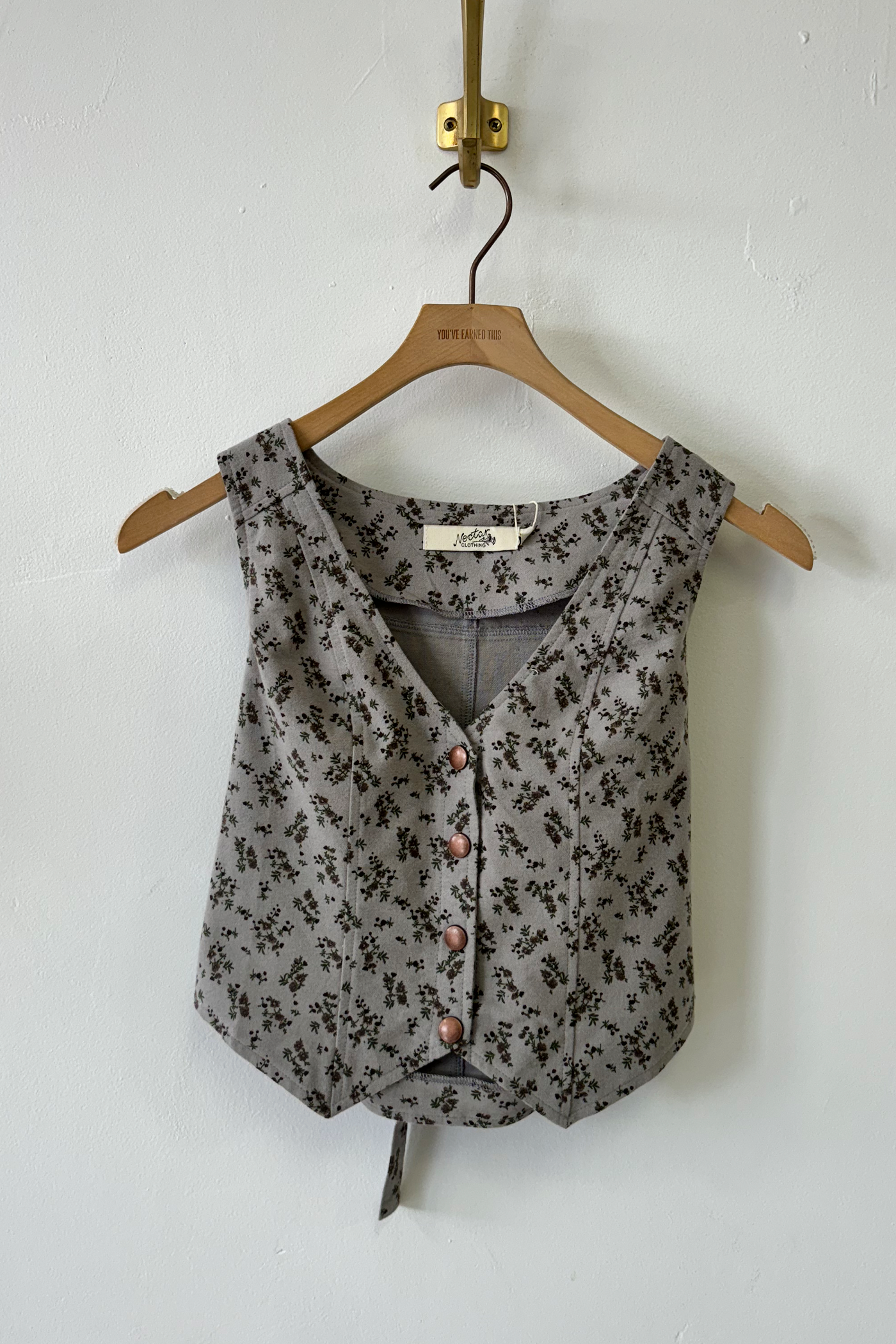 Button Up Floral Vest