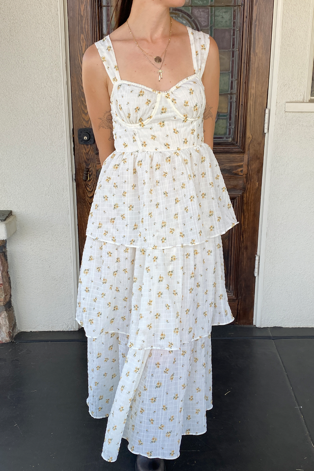 Tiered Floral Midi Dress