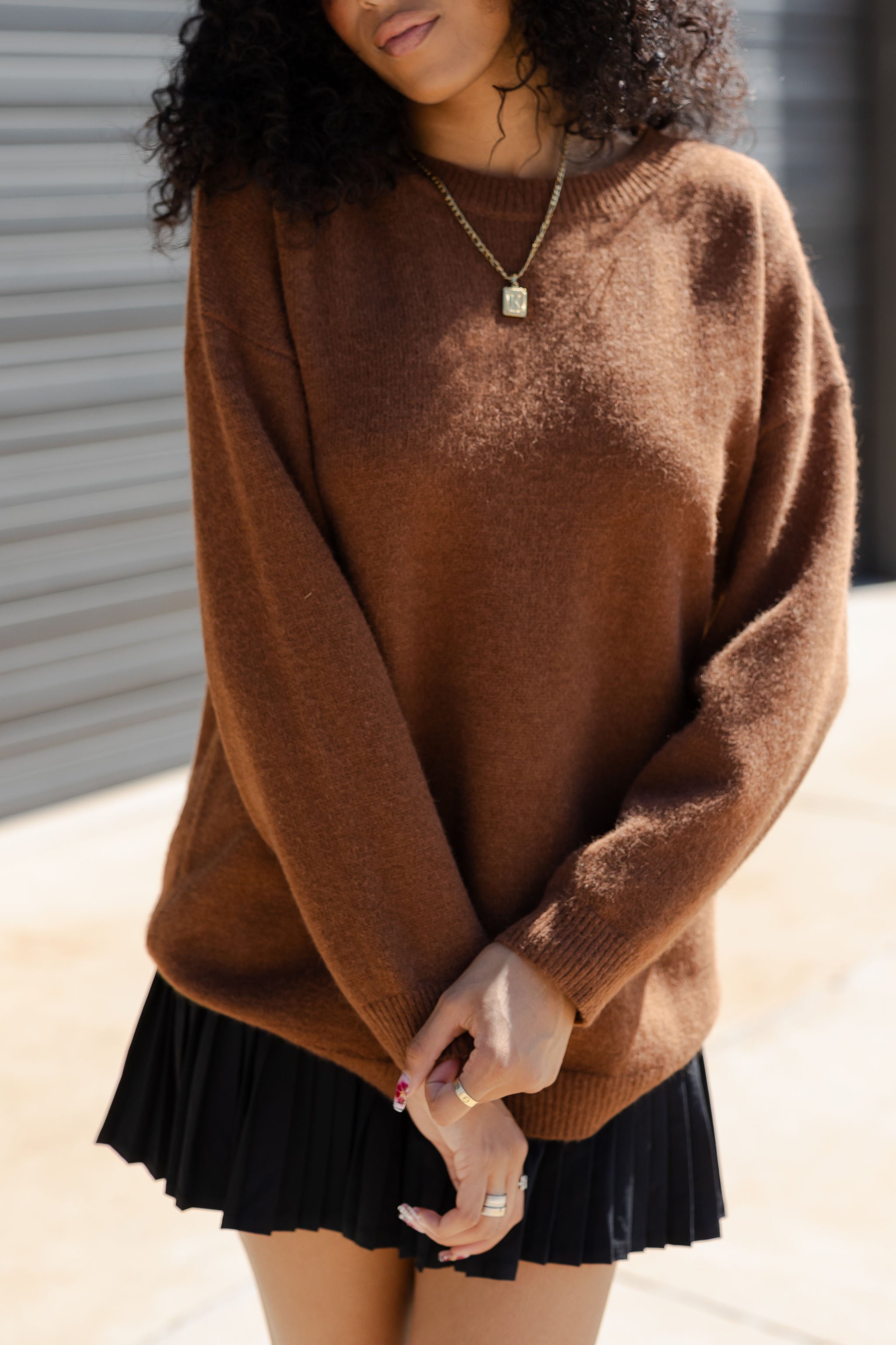 Oversized Knit Crew Neck Sweater