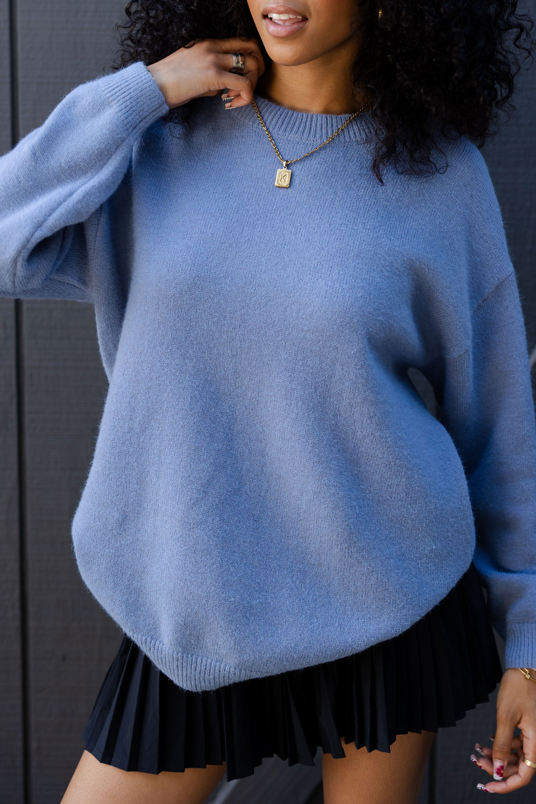 Oversized Knit Crew Neck Sweater