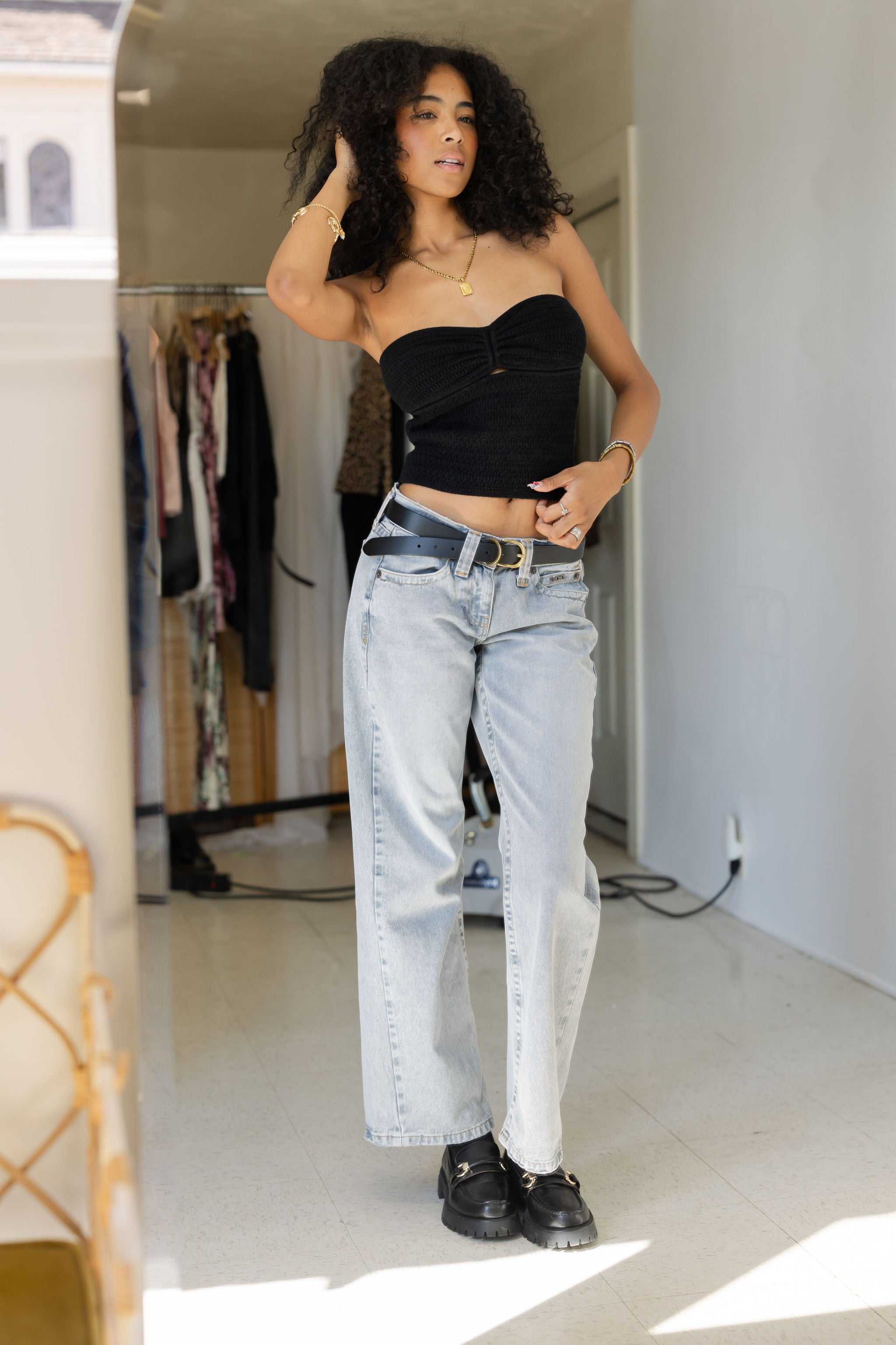 Kayla Low Rider Wide Leg Jeans by BDG