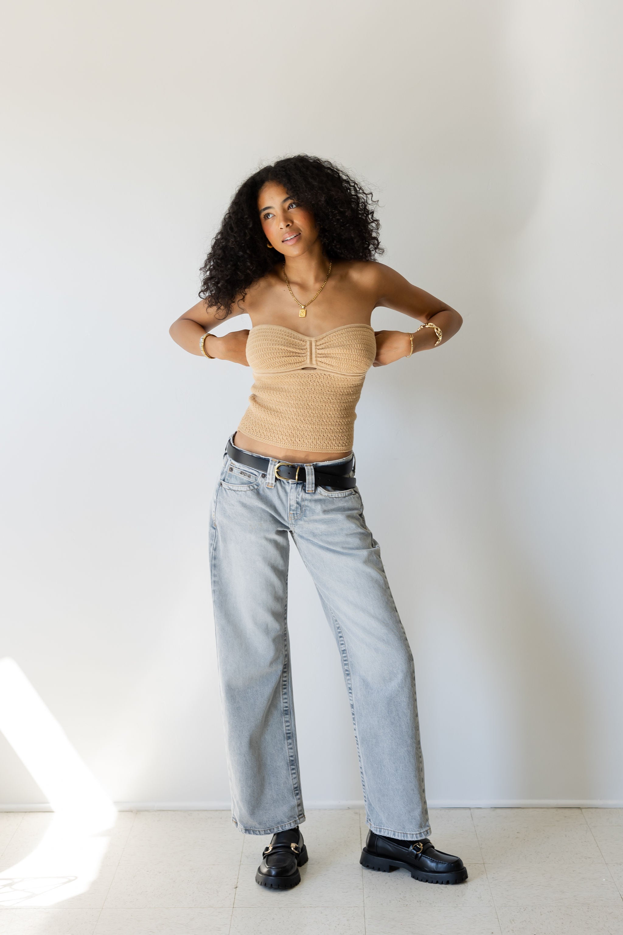 Kayla Low Rider Wide Leg Jeans by BDG