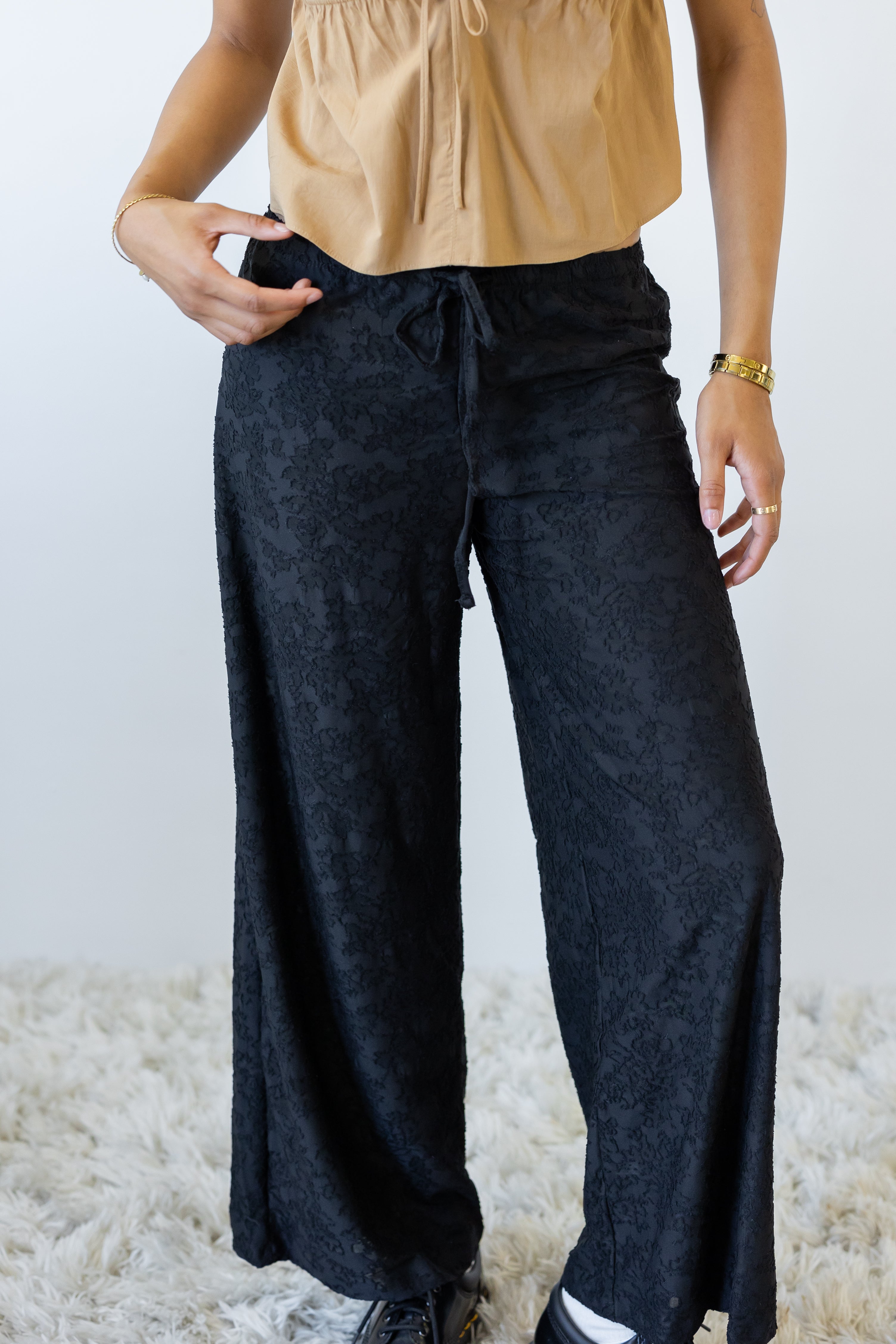 Textured Floral Pants