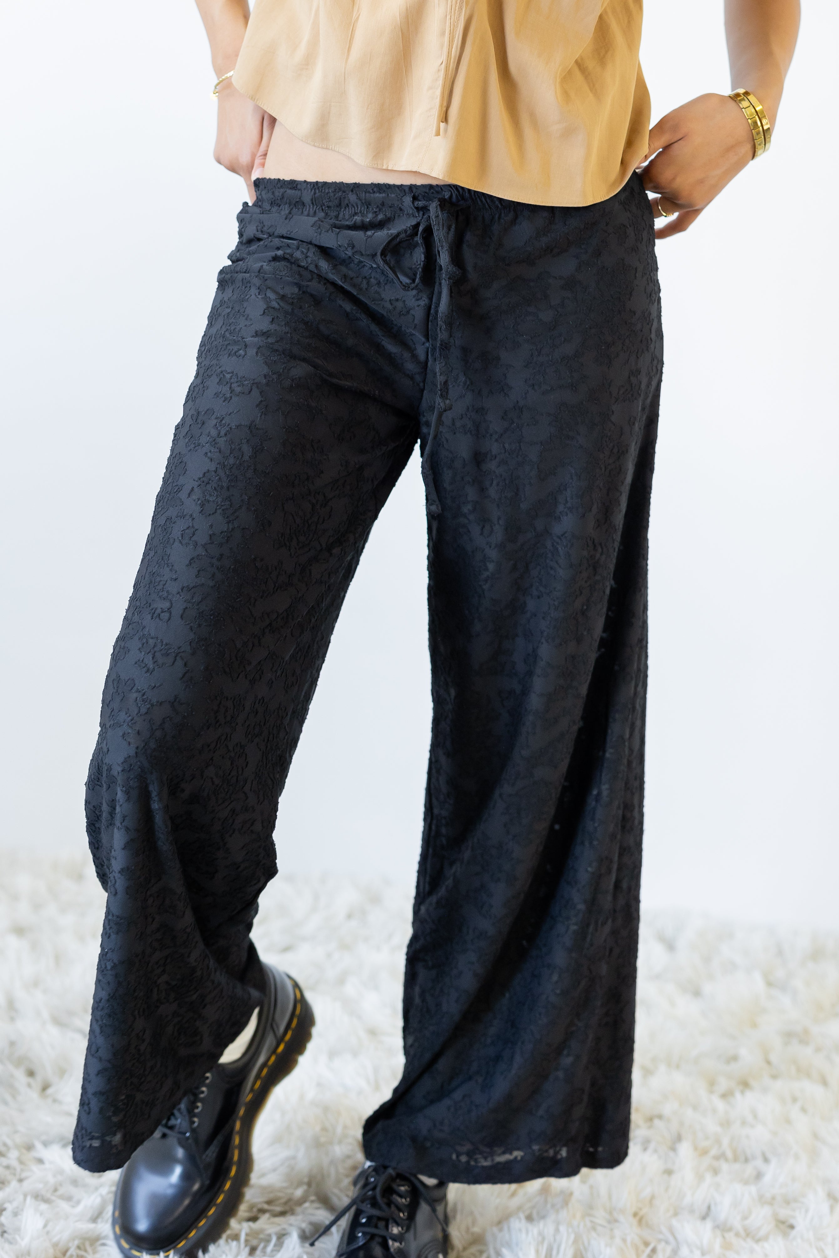 Textured Floral Pants