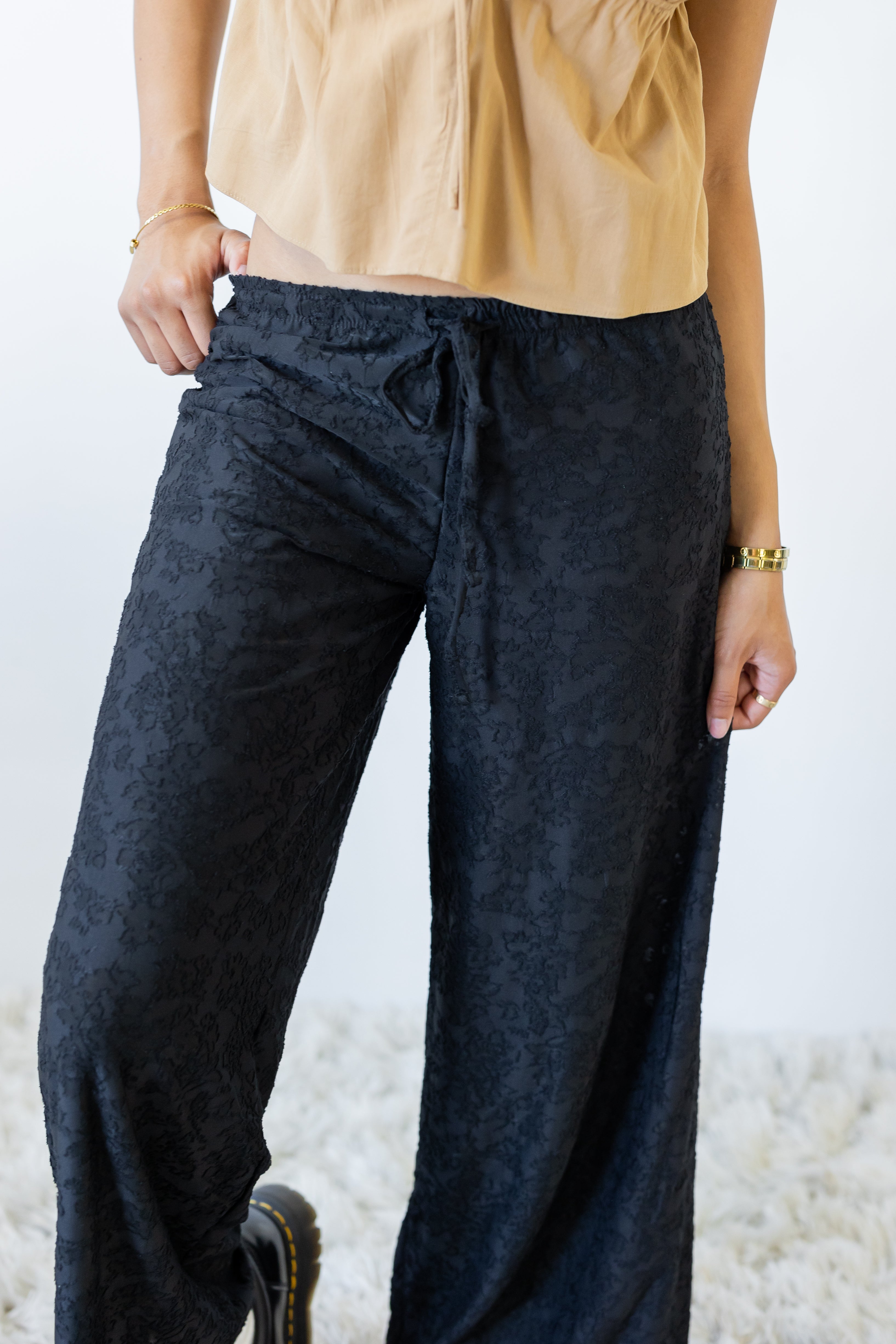 Textured Floral Pants