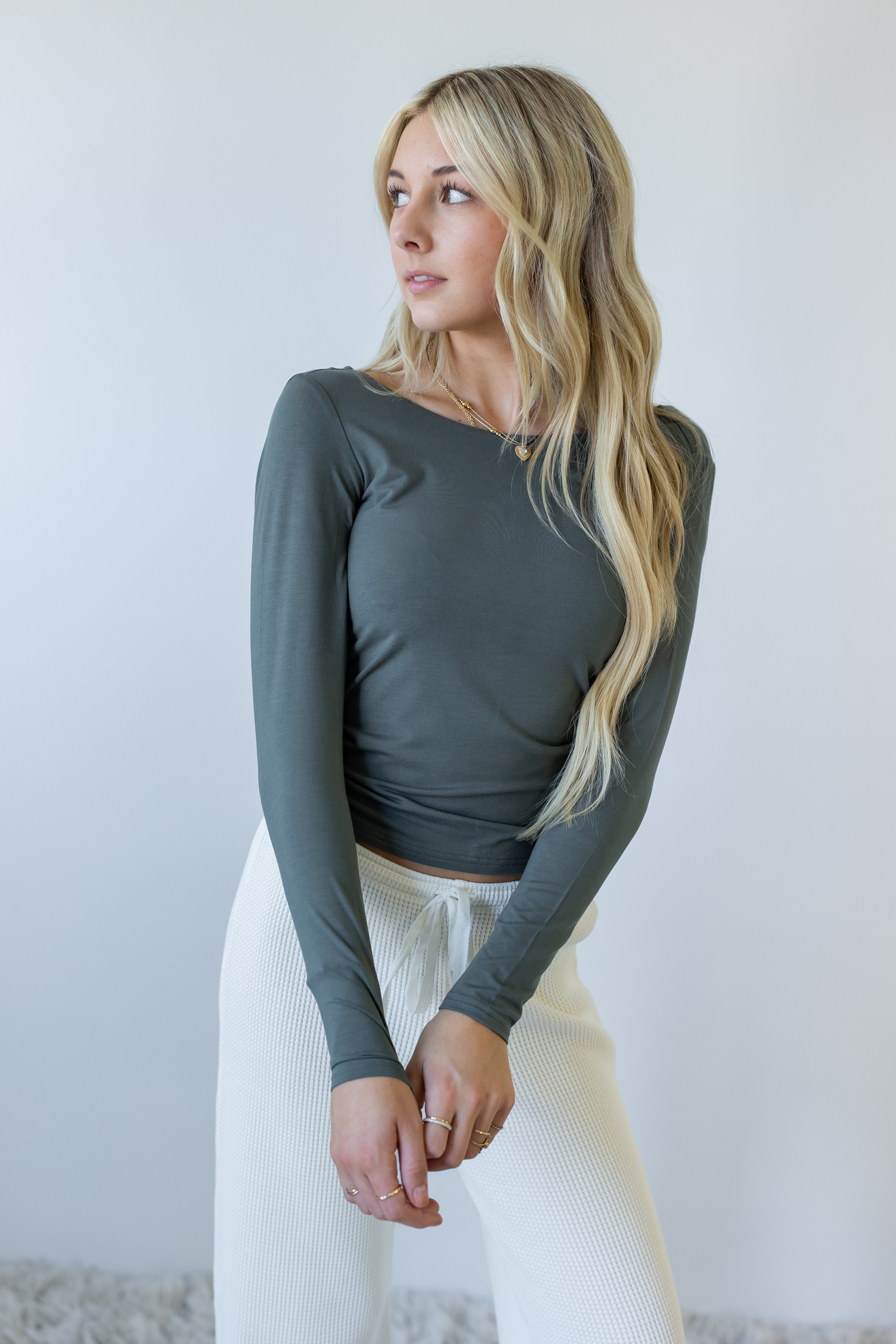 Basic Backless Long Sleeve Top