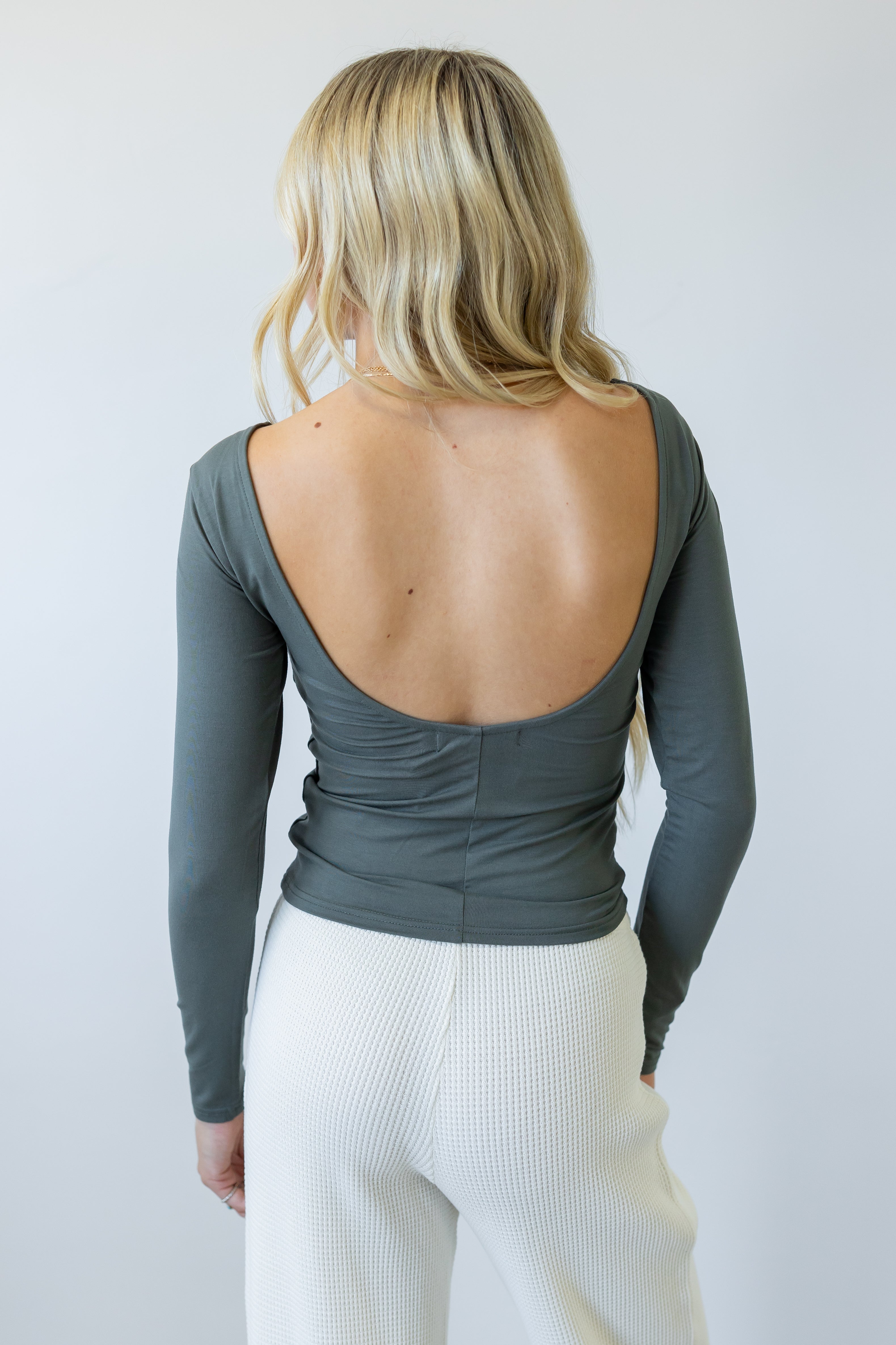 Basic Backless Long Sleeve Top
