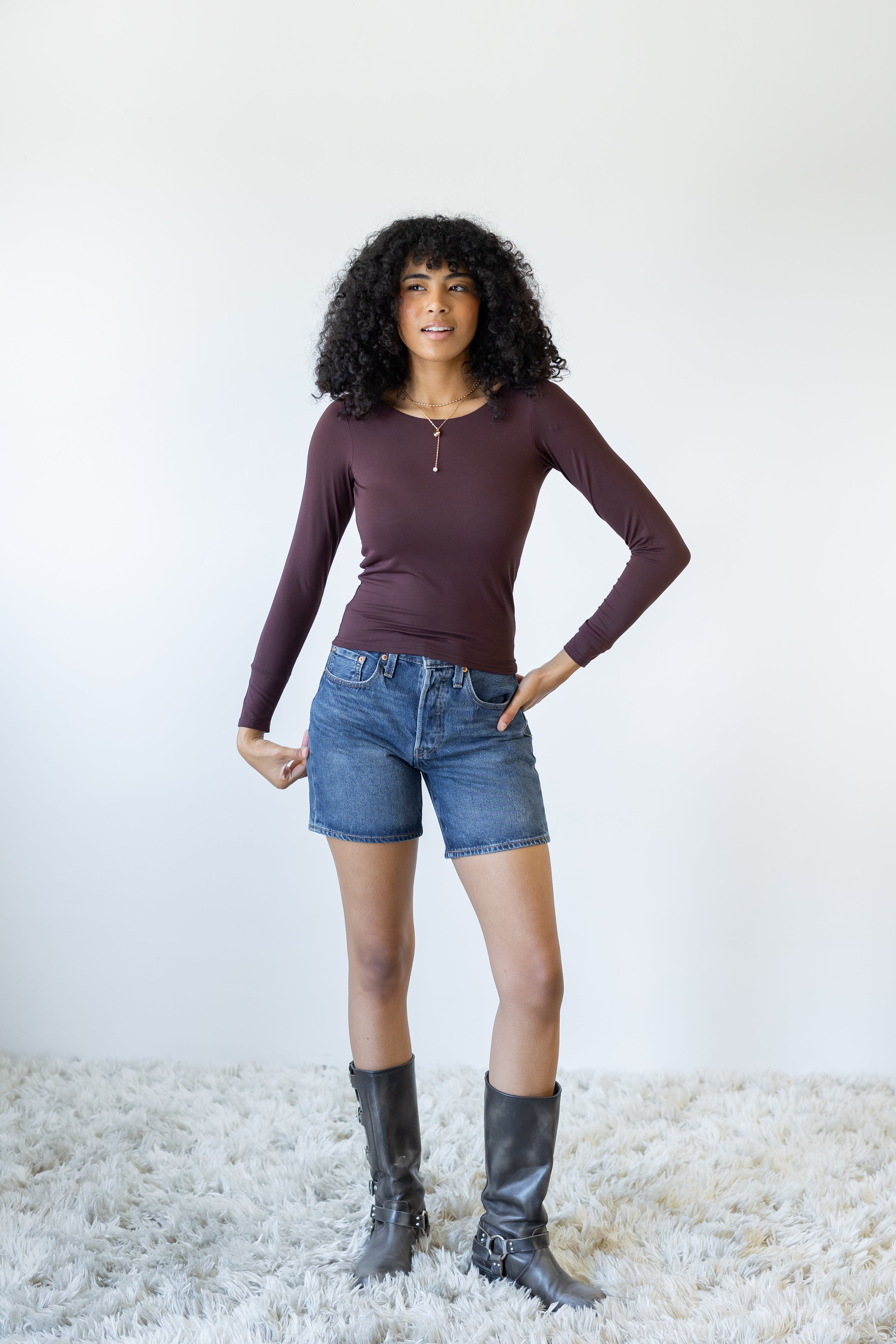 Basic Backless Long Sleeve Top