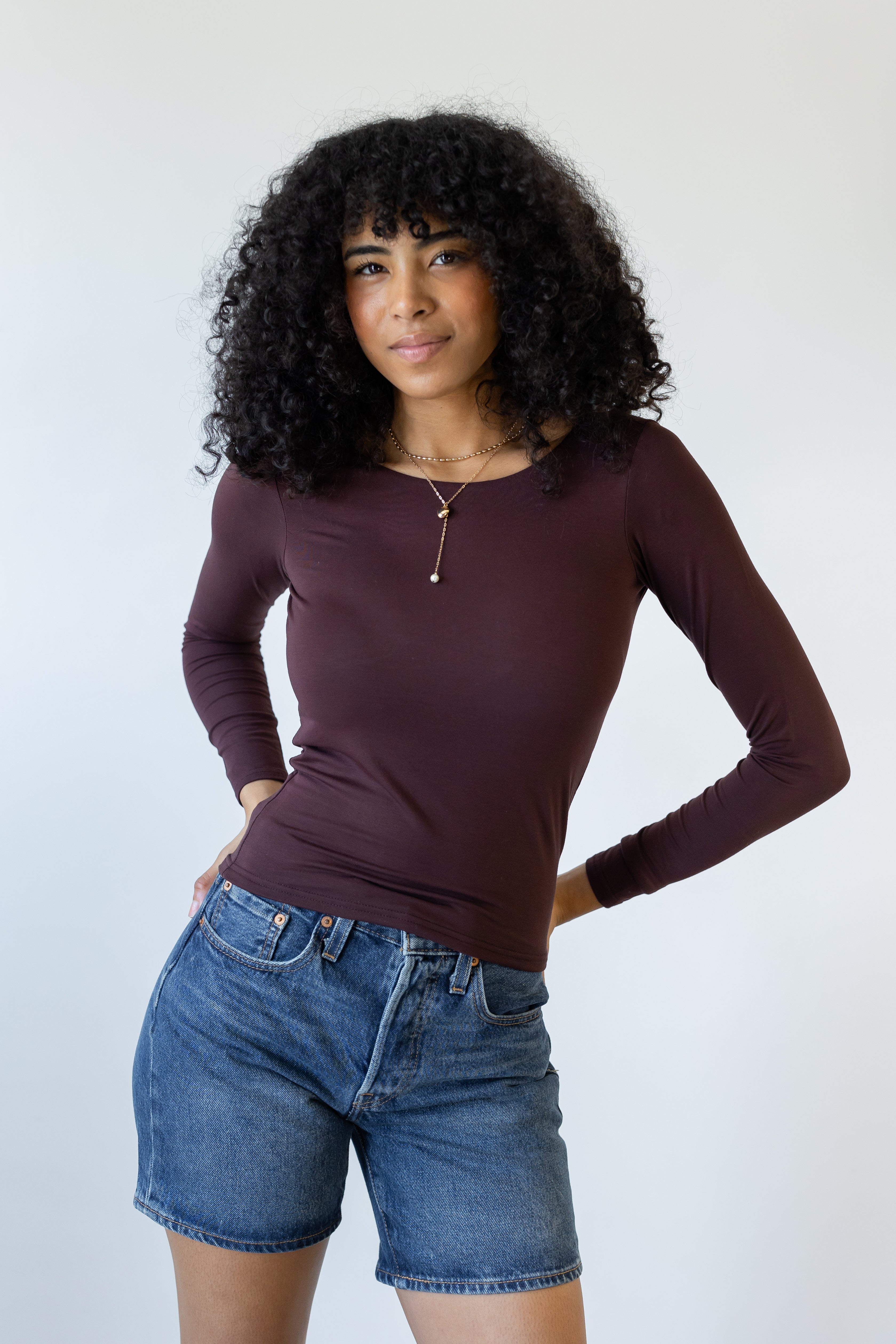 Basic Backless Long Sleeve Top