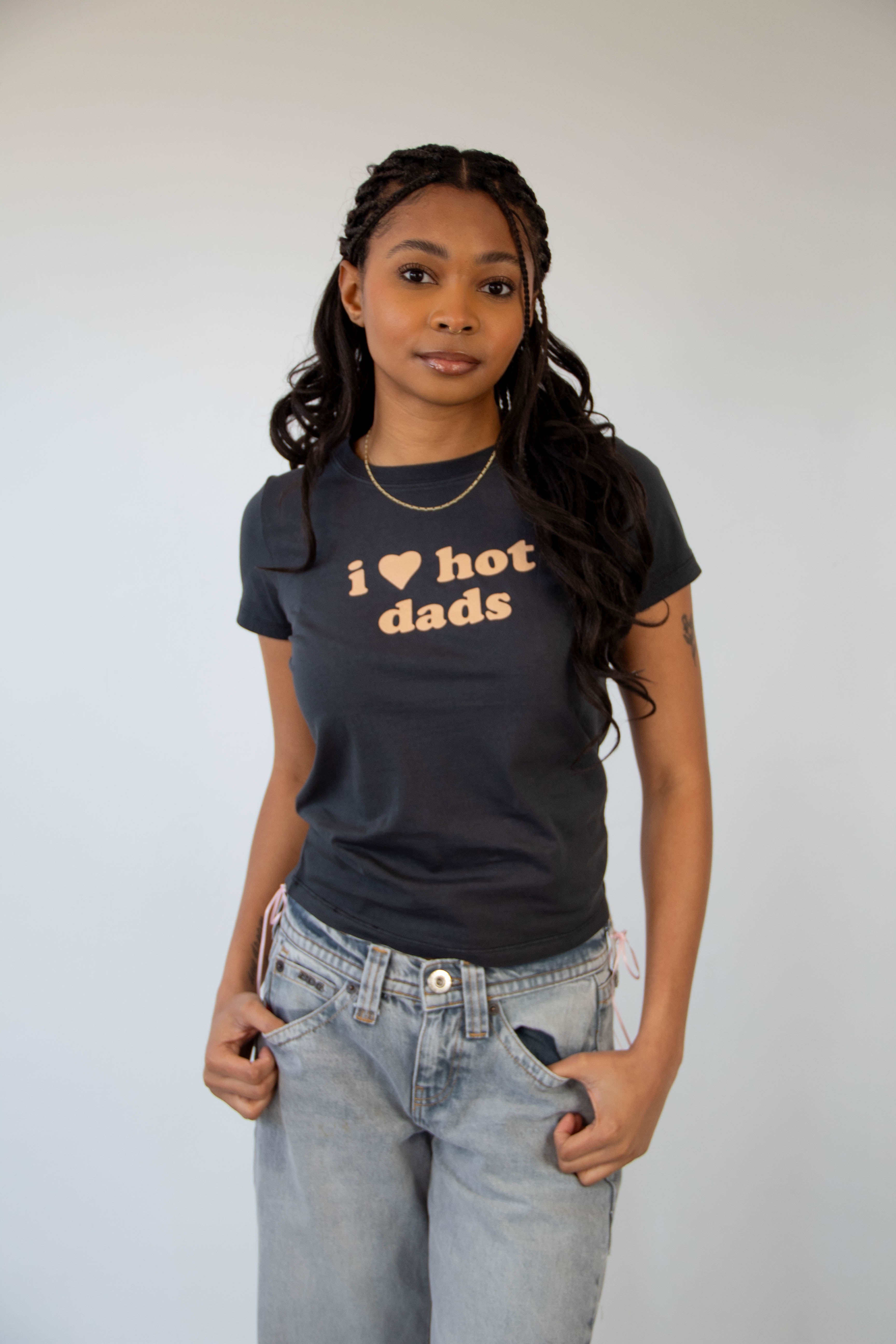 Hot Dads Long Line Graphic Baby Tee