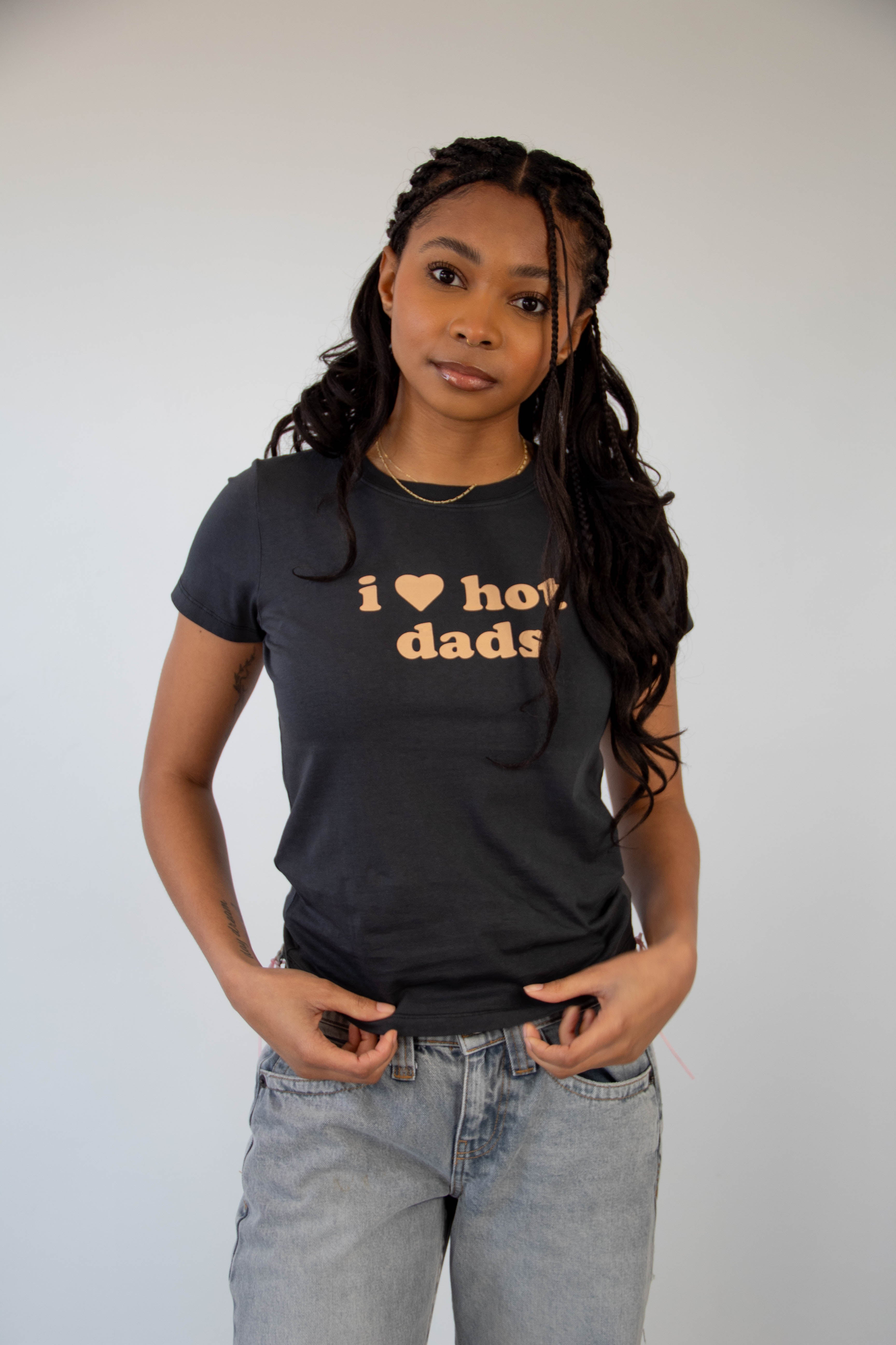 Hot Dads Long Line Graphic Baby Tee