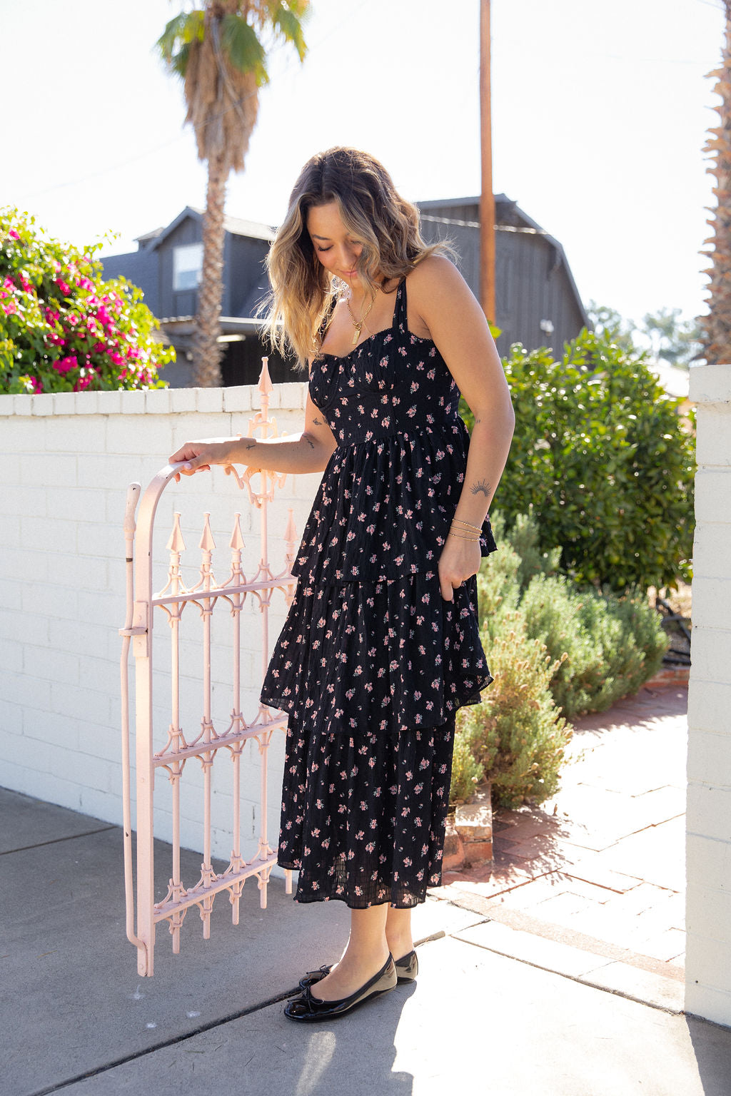 Tiered Floral Midi Dress