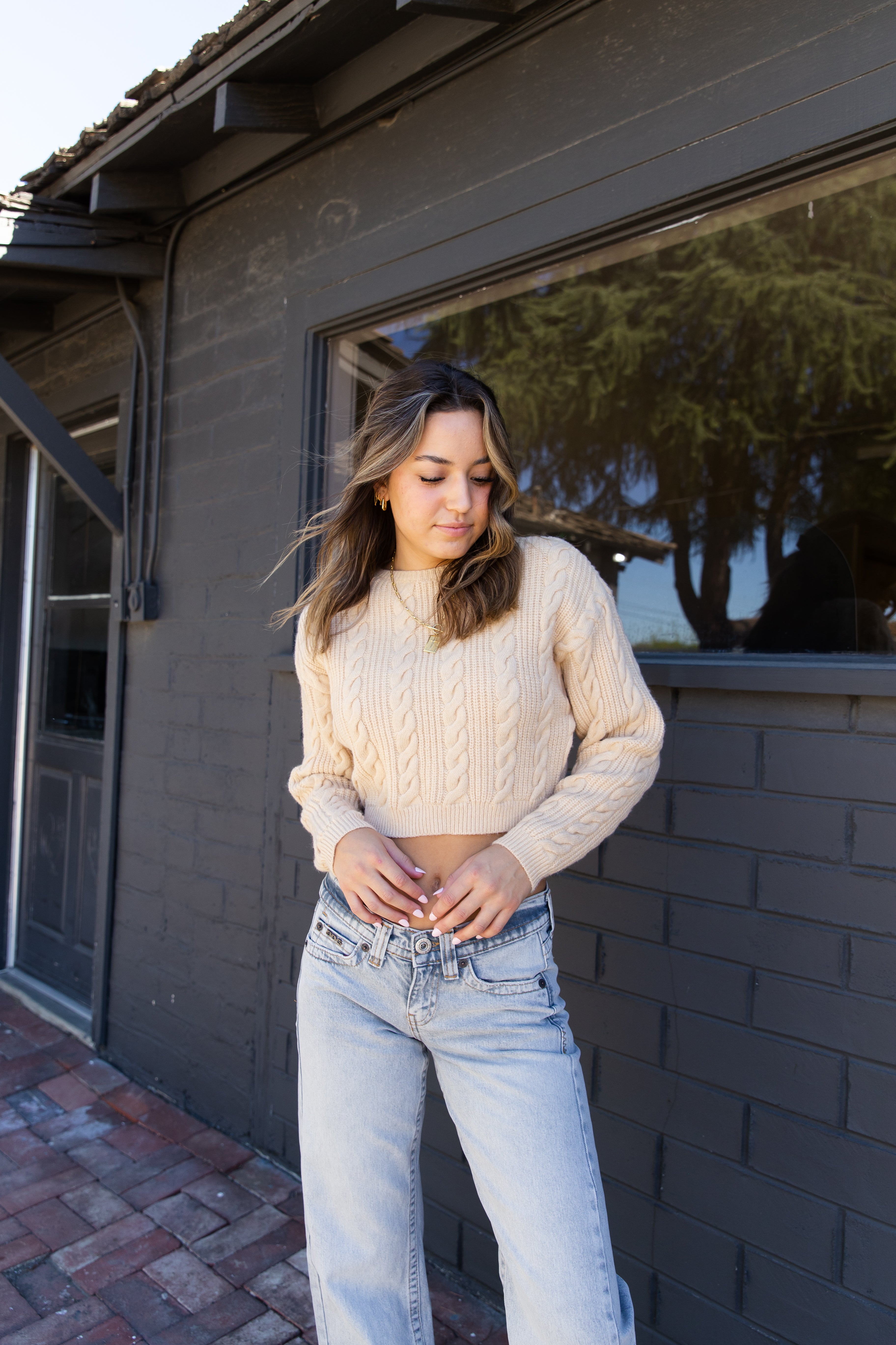 Cable Knit Crop Sweater