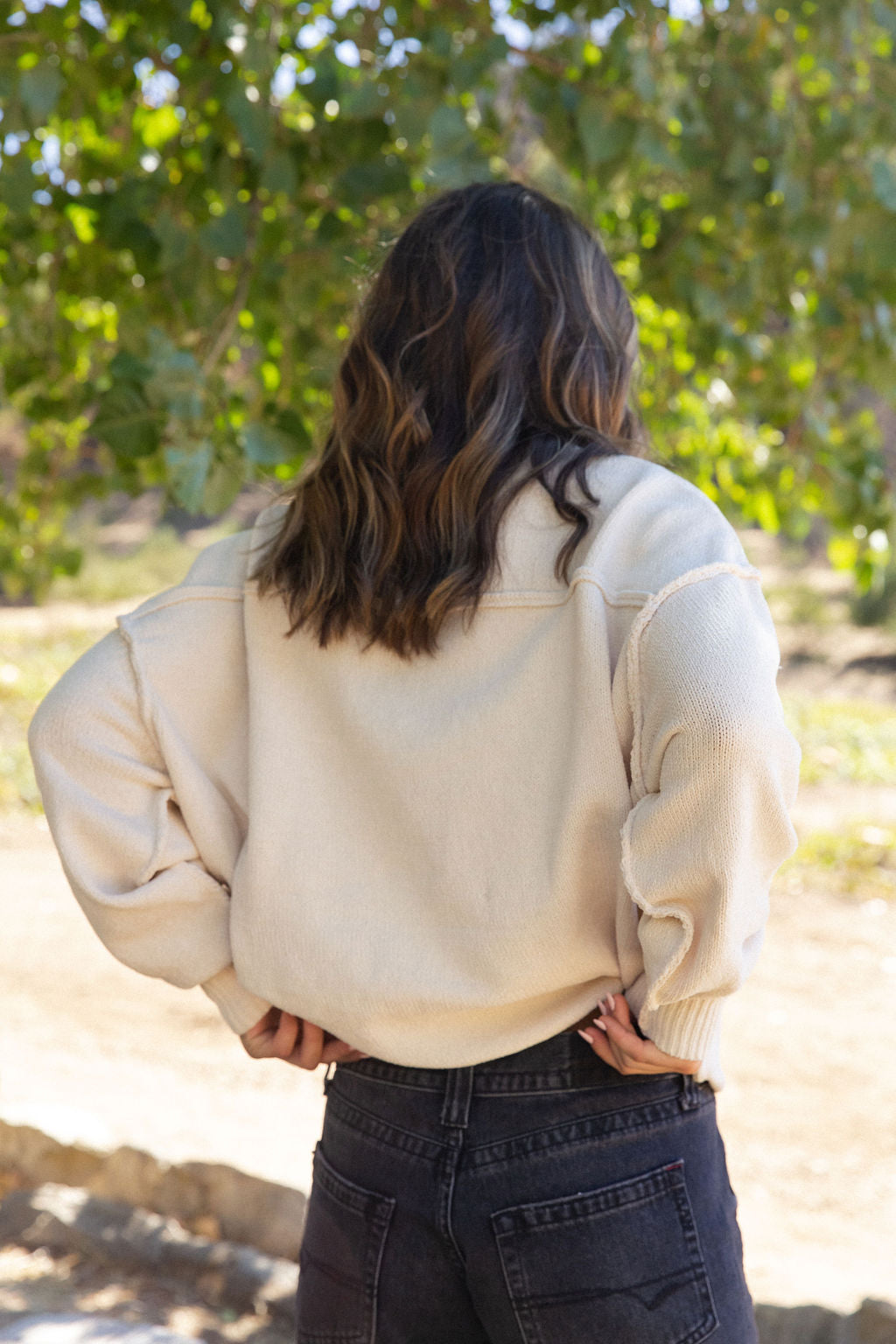 Oversized Seamed Knit Sweater