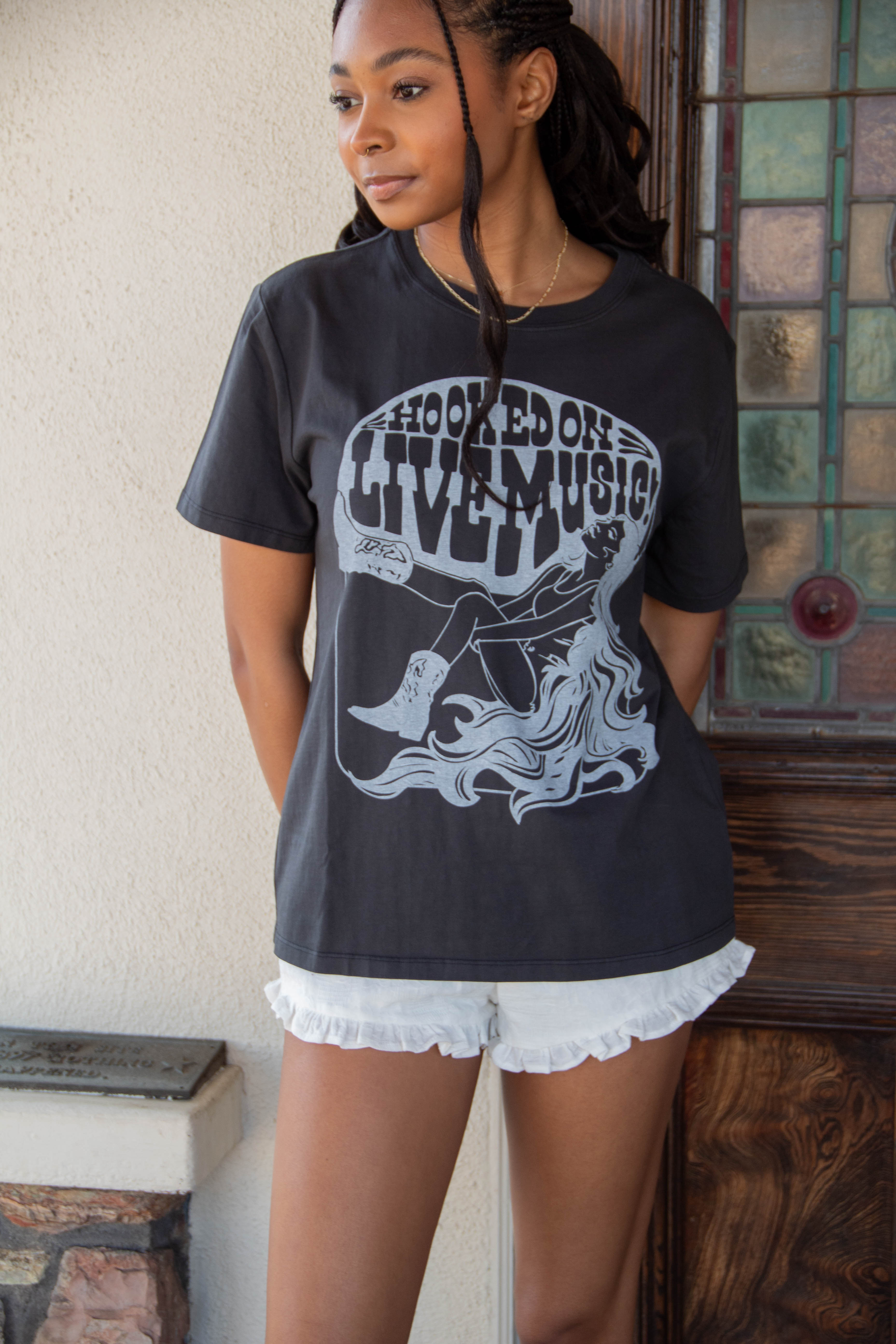 Hooked On Live Music BF Graphic Tee