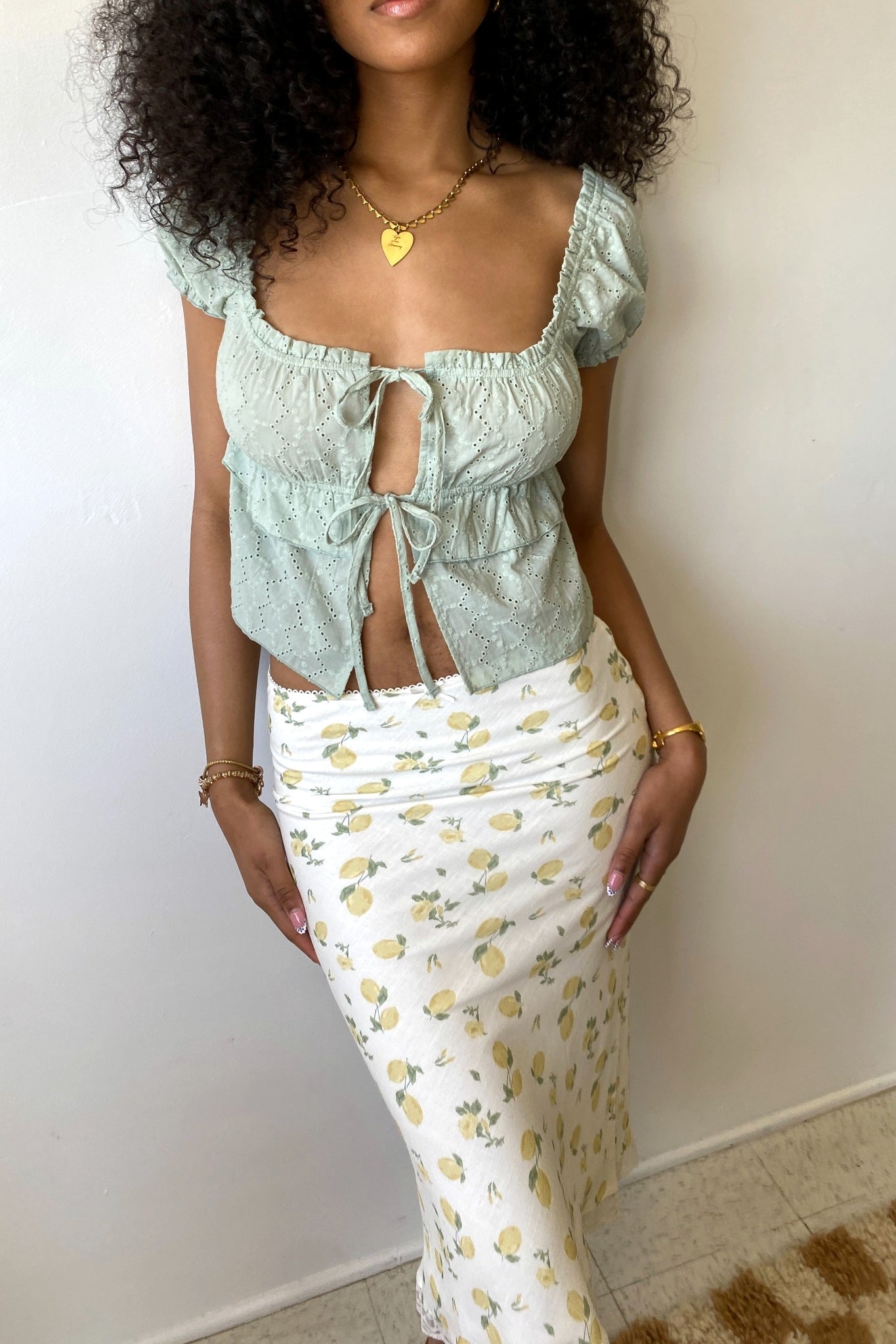 Split Front Eyelet Top