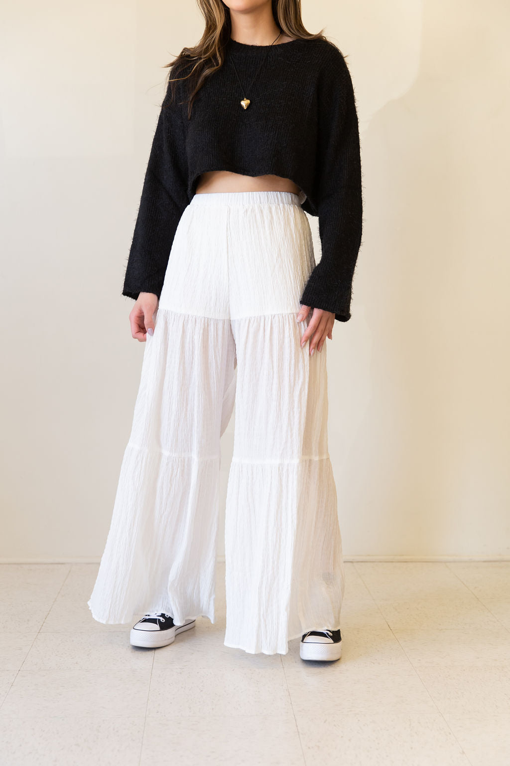Found Out Textured Wide Leg Pants