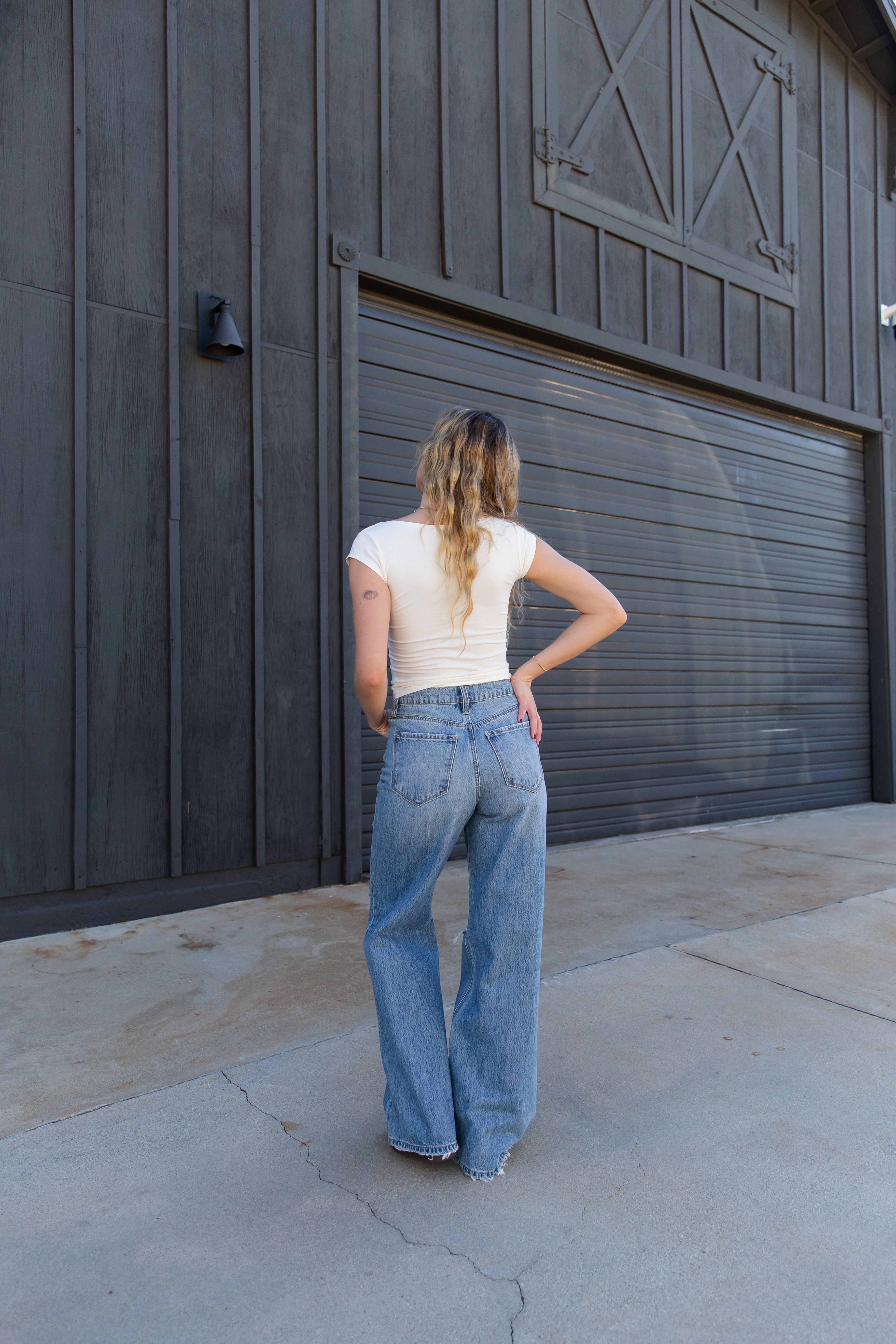 Nectar Premium Denim: The Olivine Wide Leg Distress Jeans